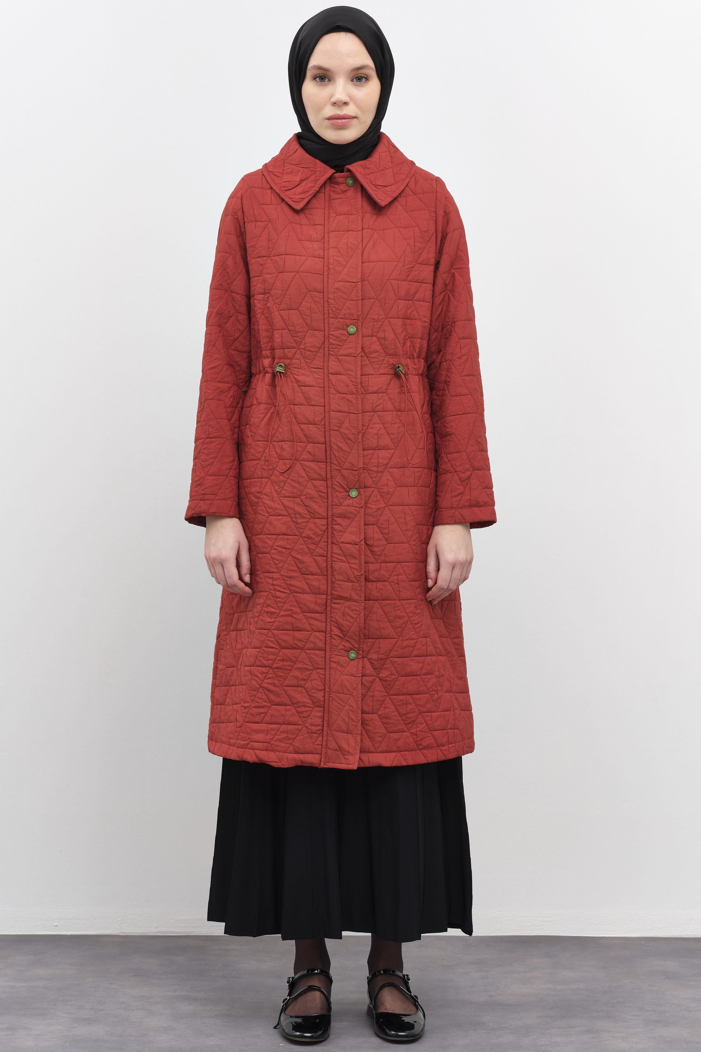 Bel Büzgülü İnce Kapitone Kap - Kiremit TUGBA