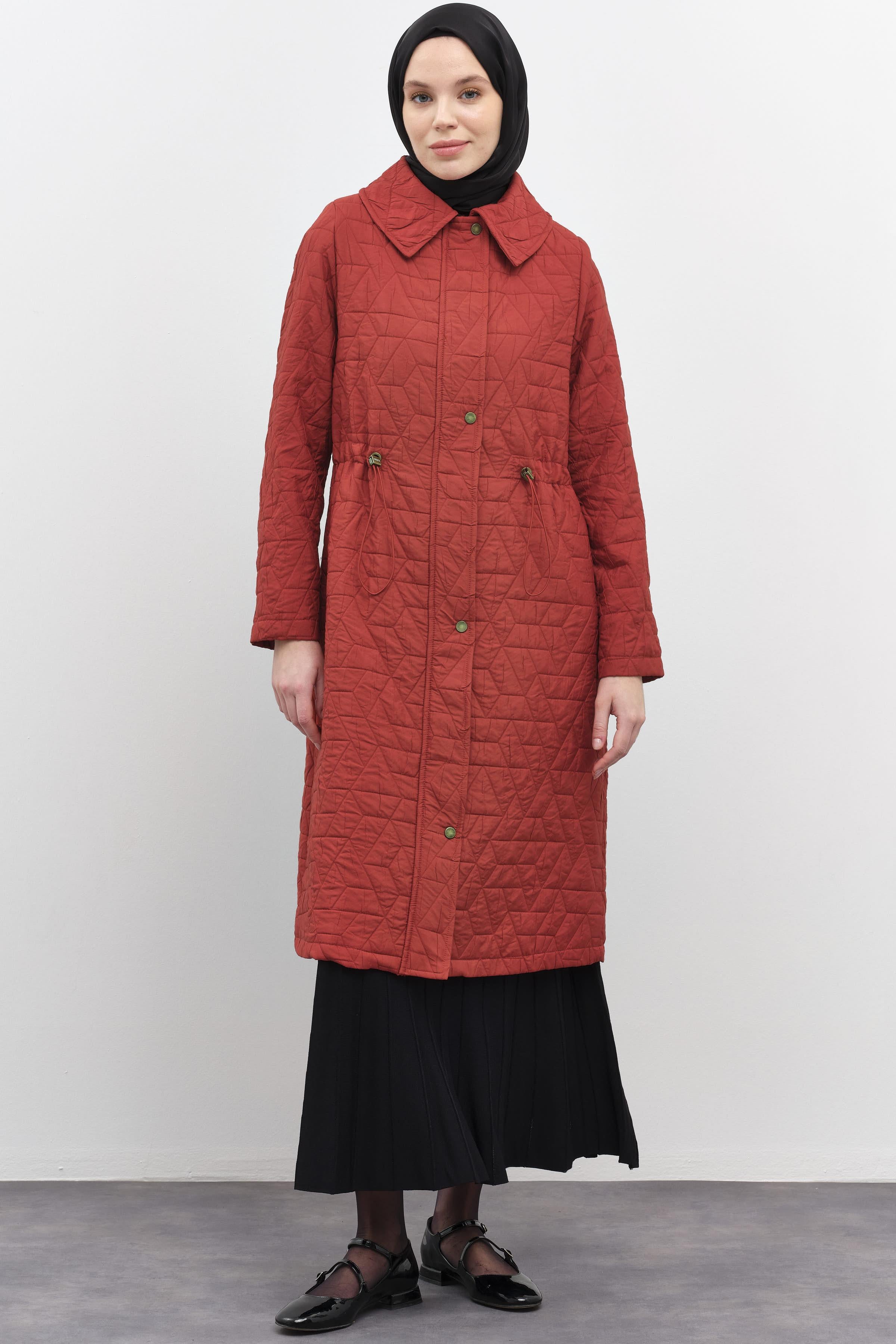 Bel Büzgülü İnce Kapitone Kap - Kiremit TUGBA