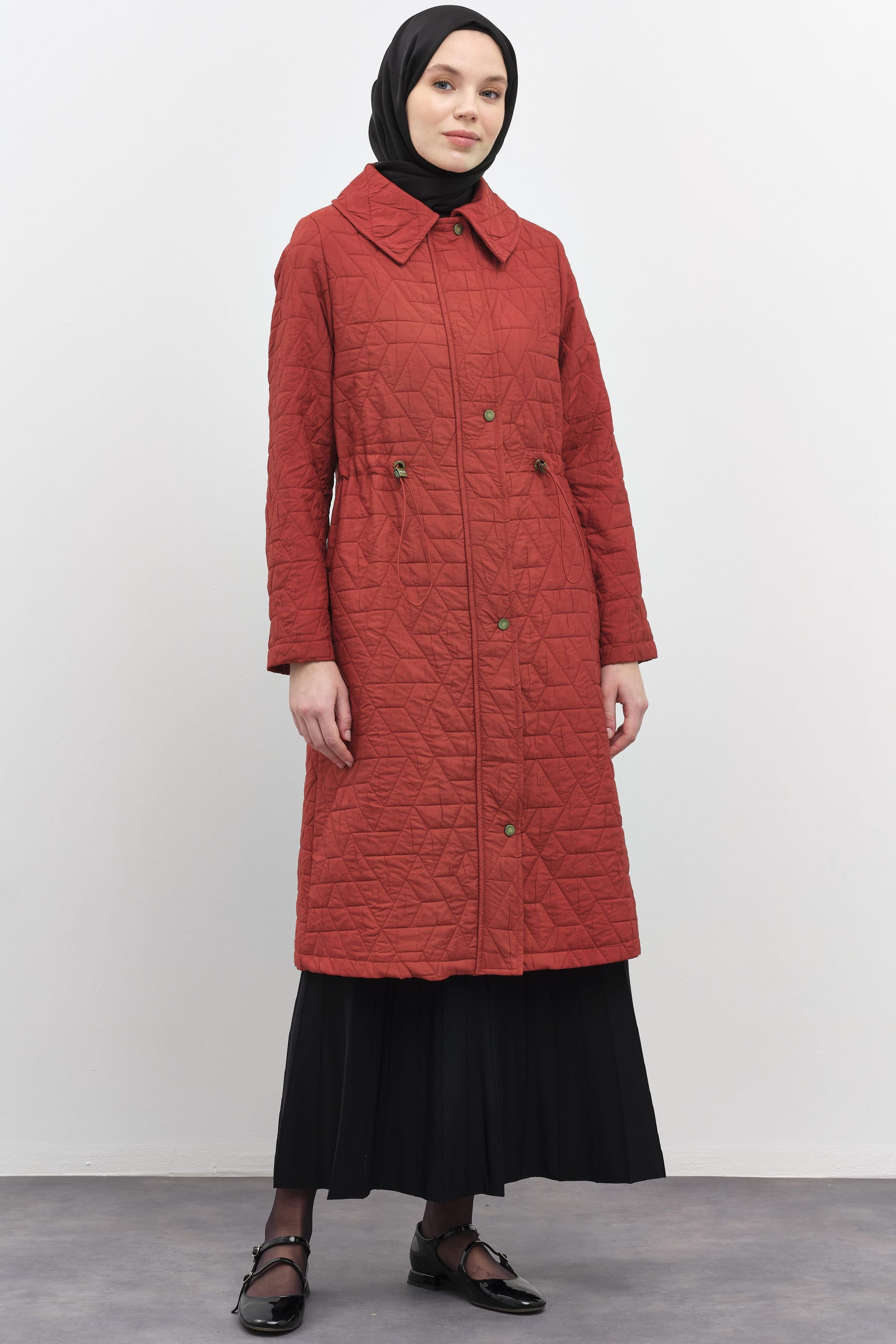 Bel Büzgülü İnce Kapitone Kap - Kiremit TUGBA