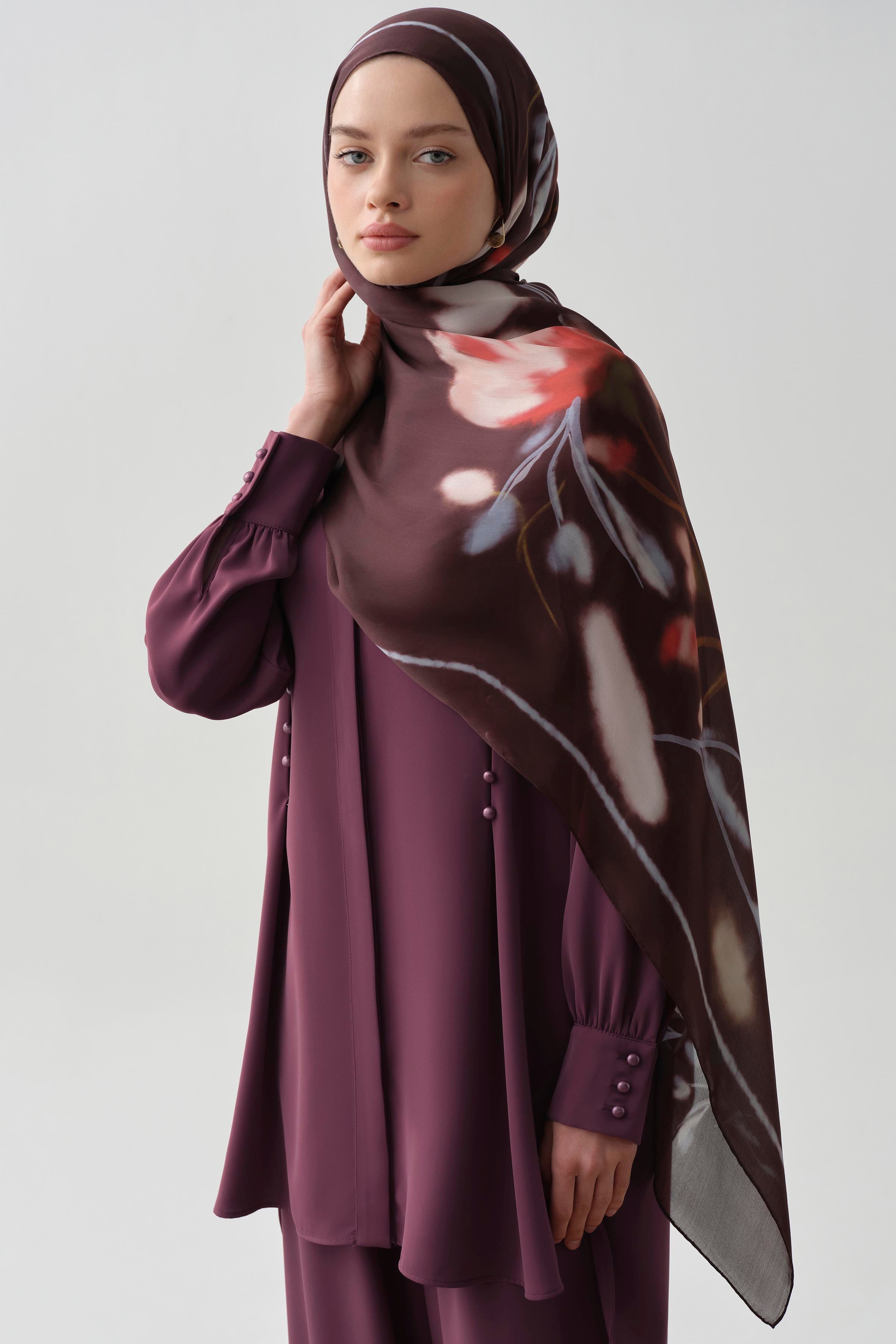 Bel Düğme Detaylı Tunik - Mürdüm TUGBA