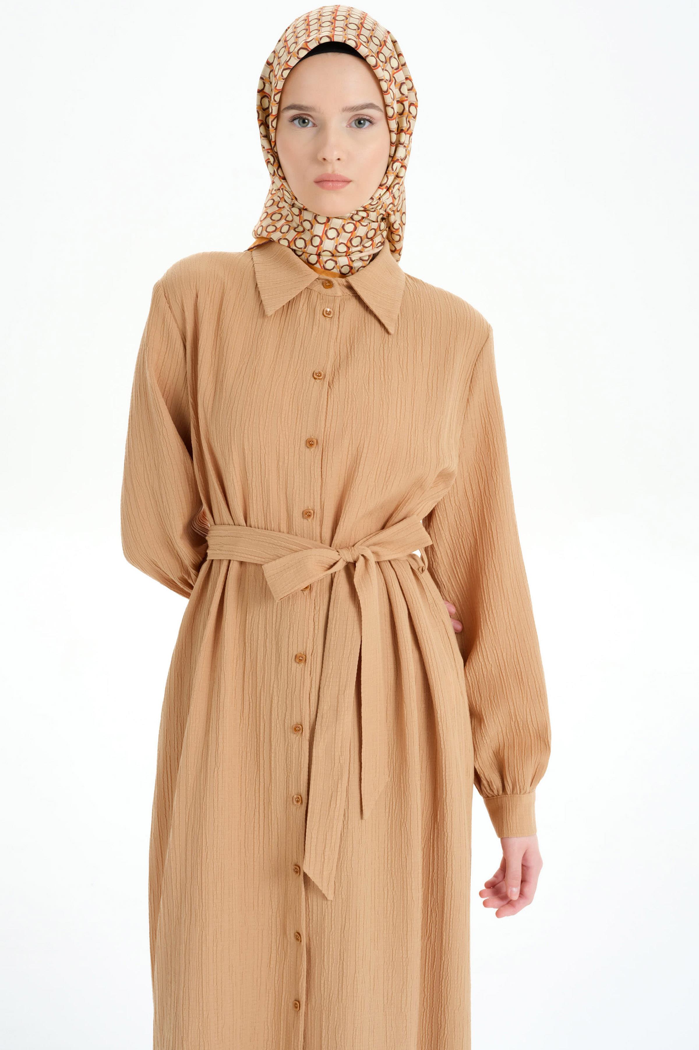 Bel Kuşaklı Uzun Tunik - Camel TUGBA