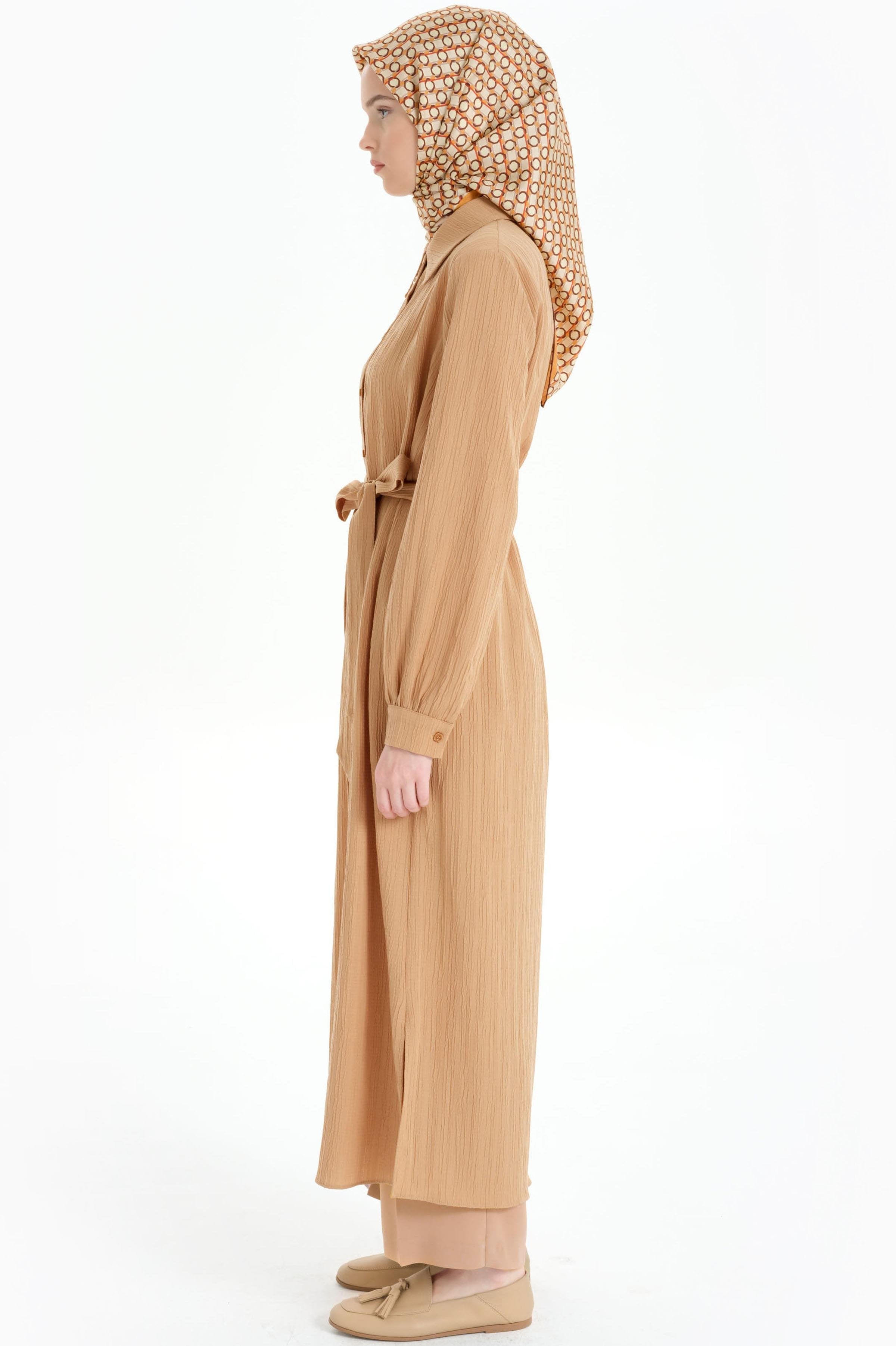 Bel Kuşaklı Uzun Tunik - Camel TUGBA