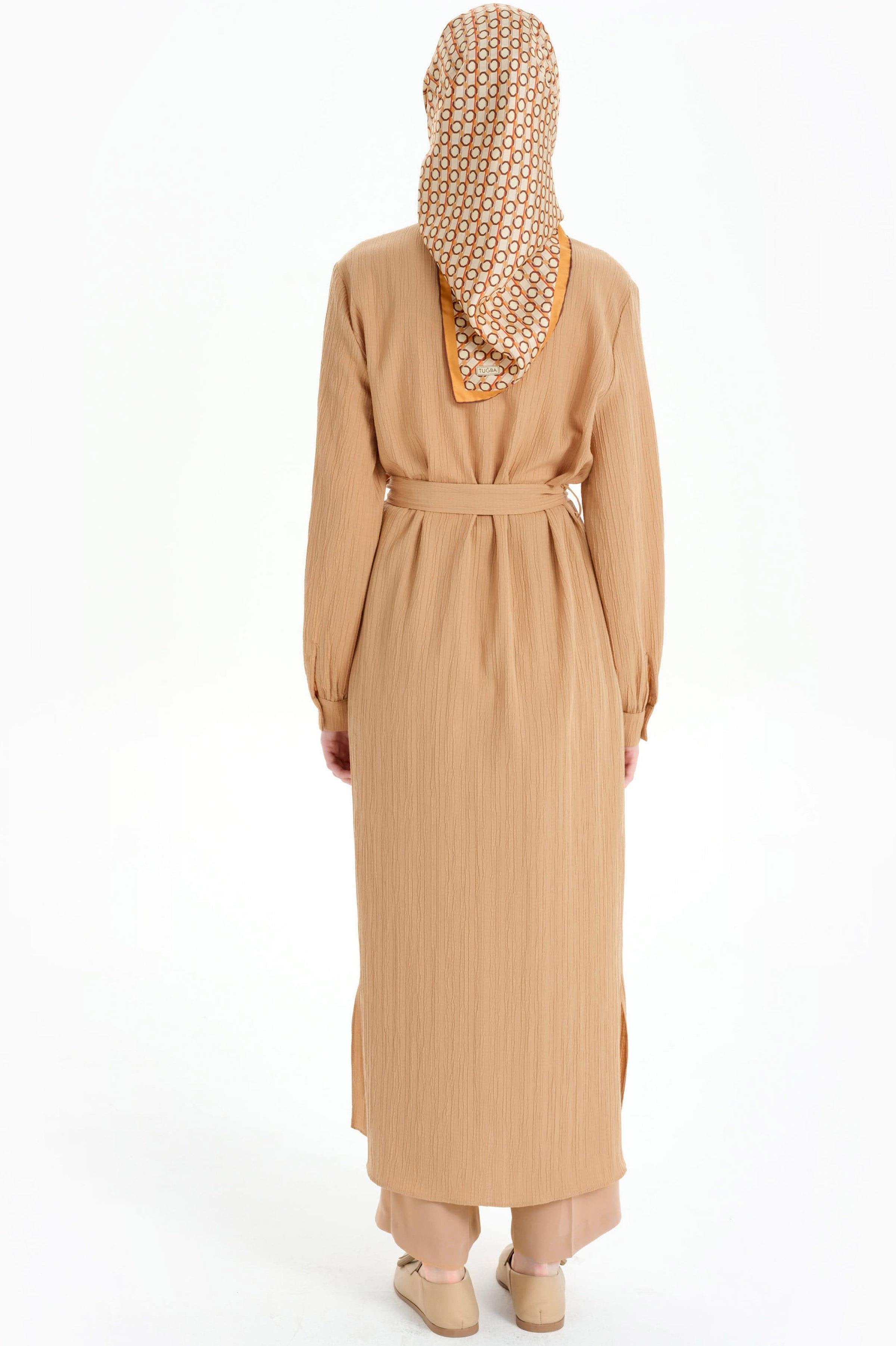 Bel Kuşaklı Uzun Tunik - Camel TUGBA