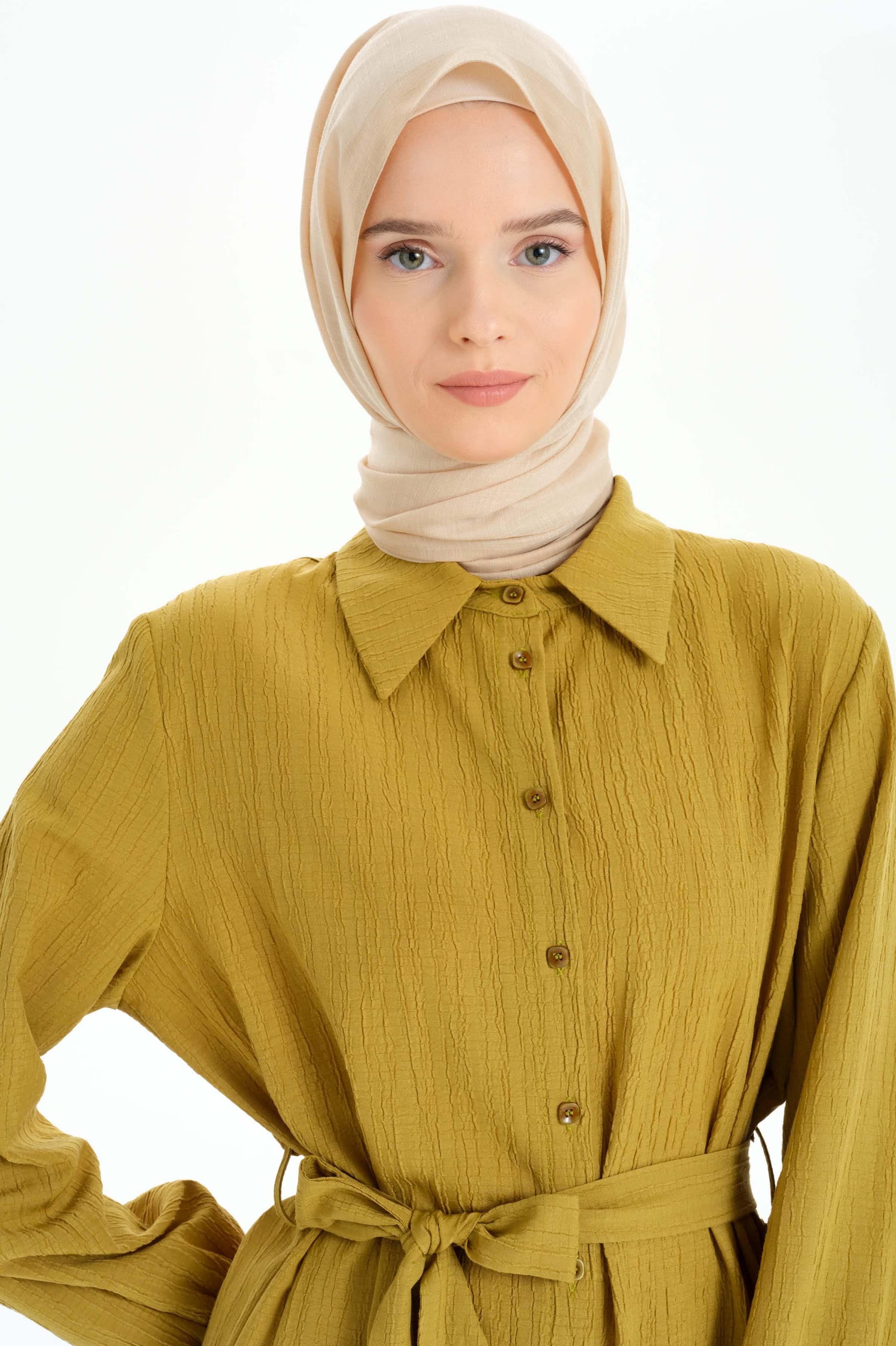 Bel Kuşaklı Uzun Tunik - Olive TUGBA