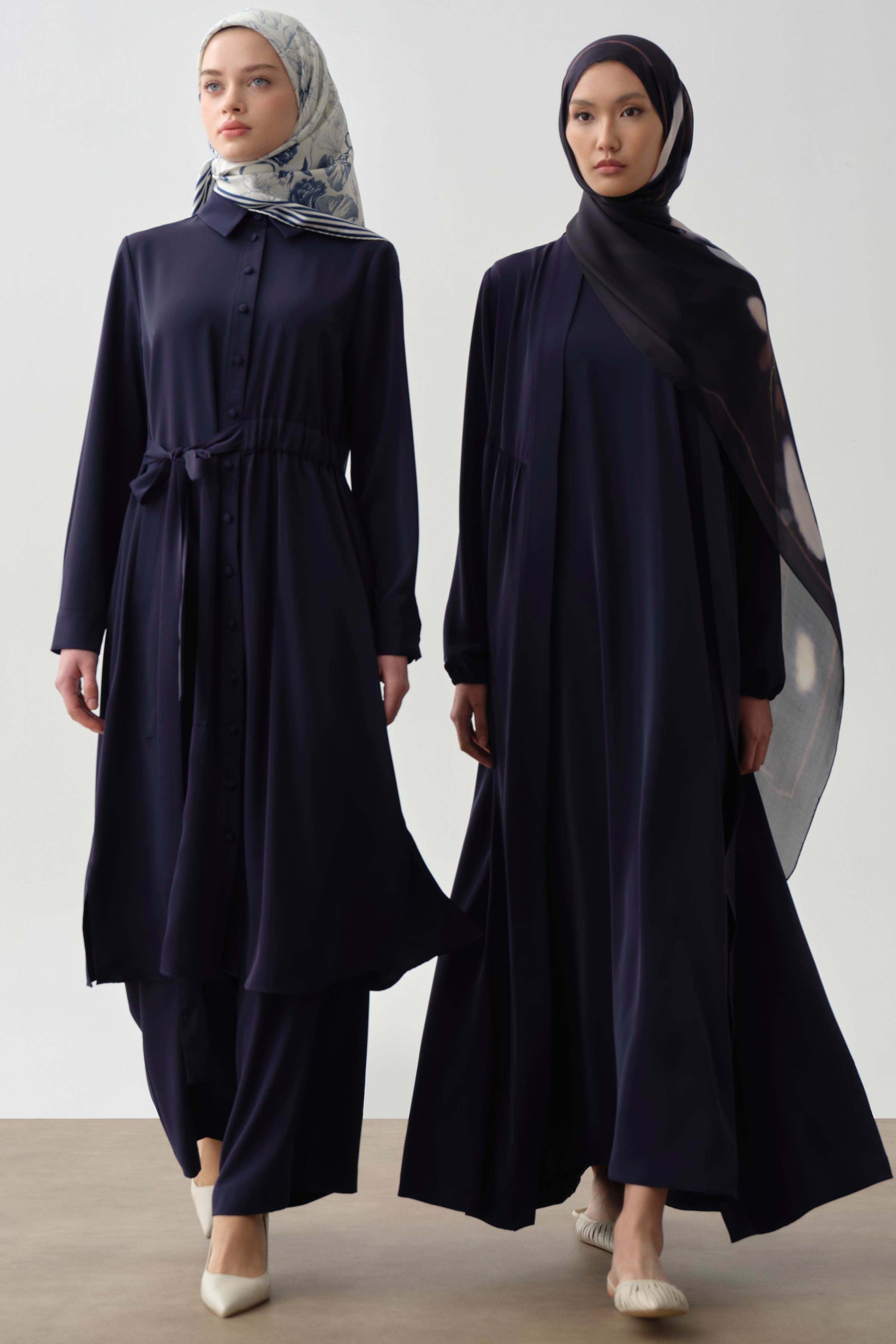 Bel Lastik Bağlamalı Tunik - Lacivert TUGBA