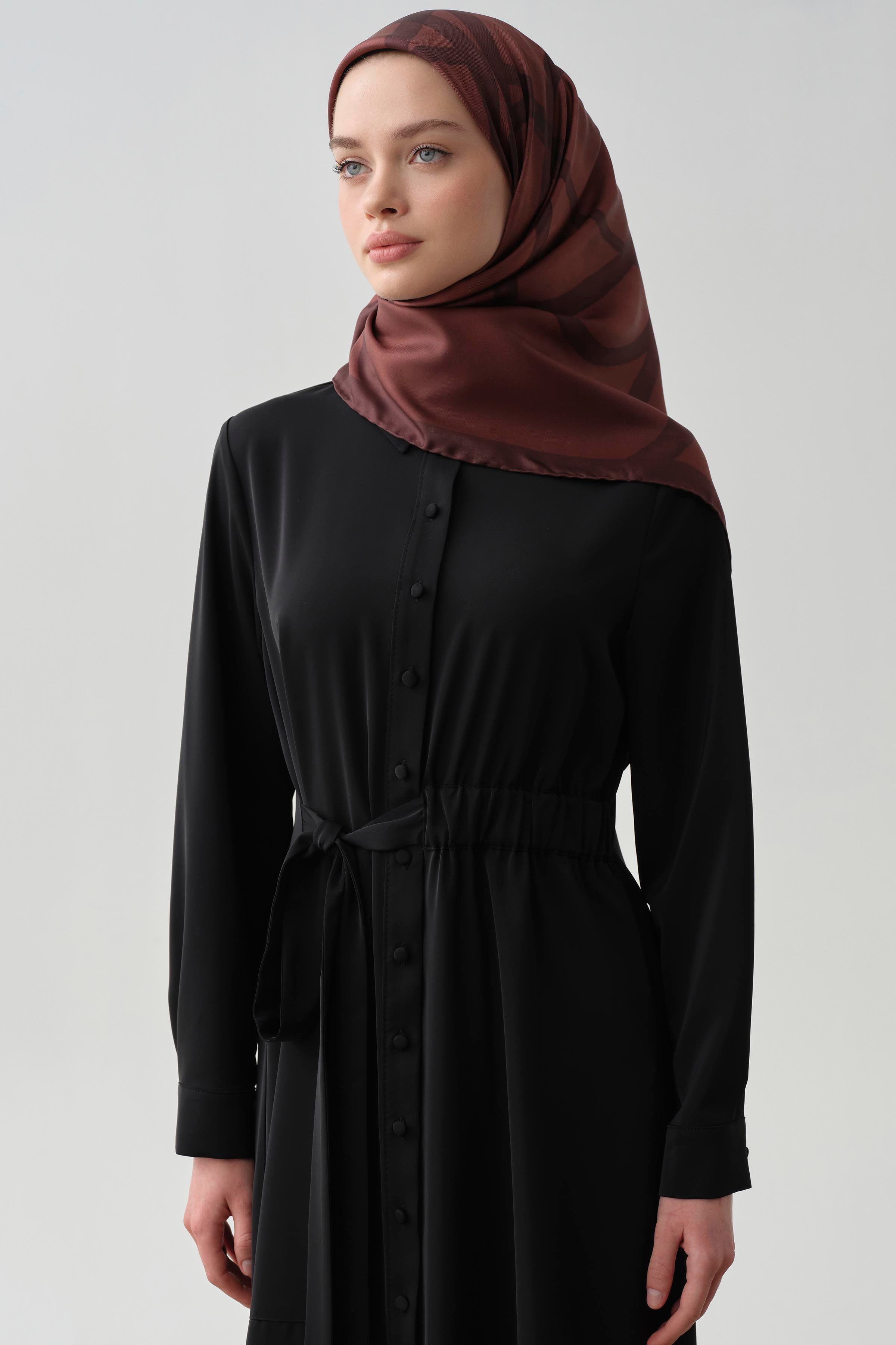 Bel Lastik Bağlamalı Tunik - Siyah TUGBA