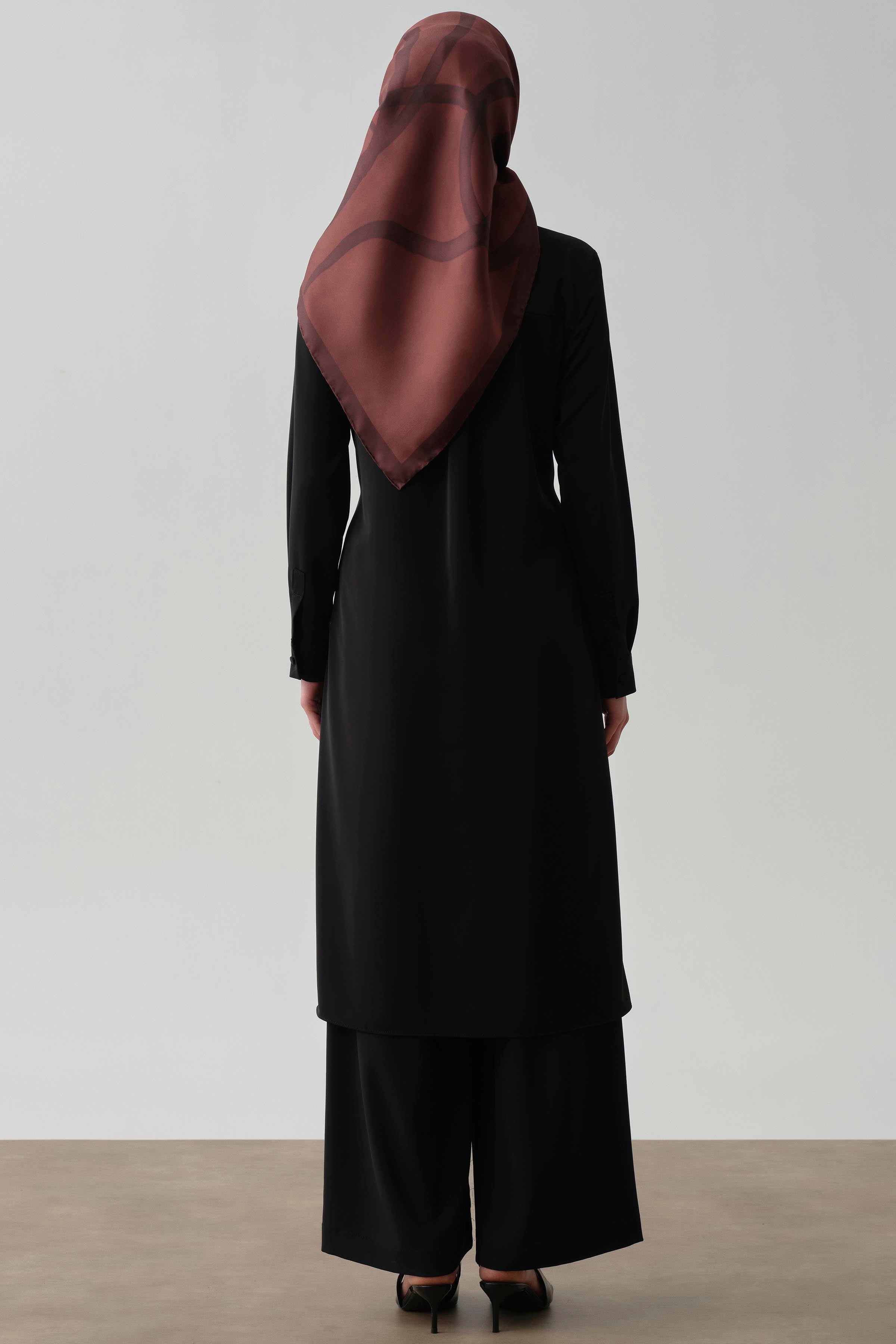 Bel Lastik Bağlamalı Tunik - Siyah TUGBA