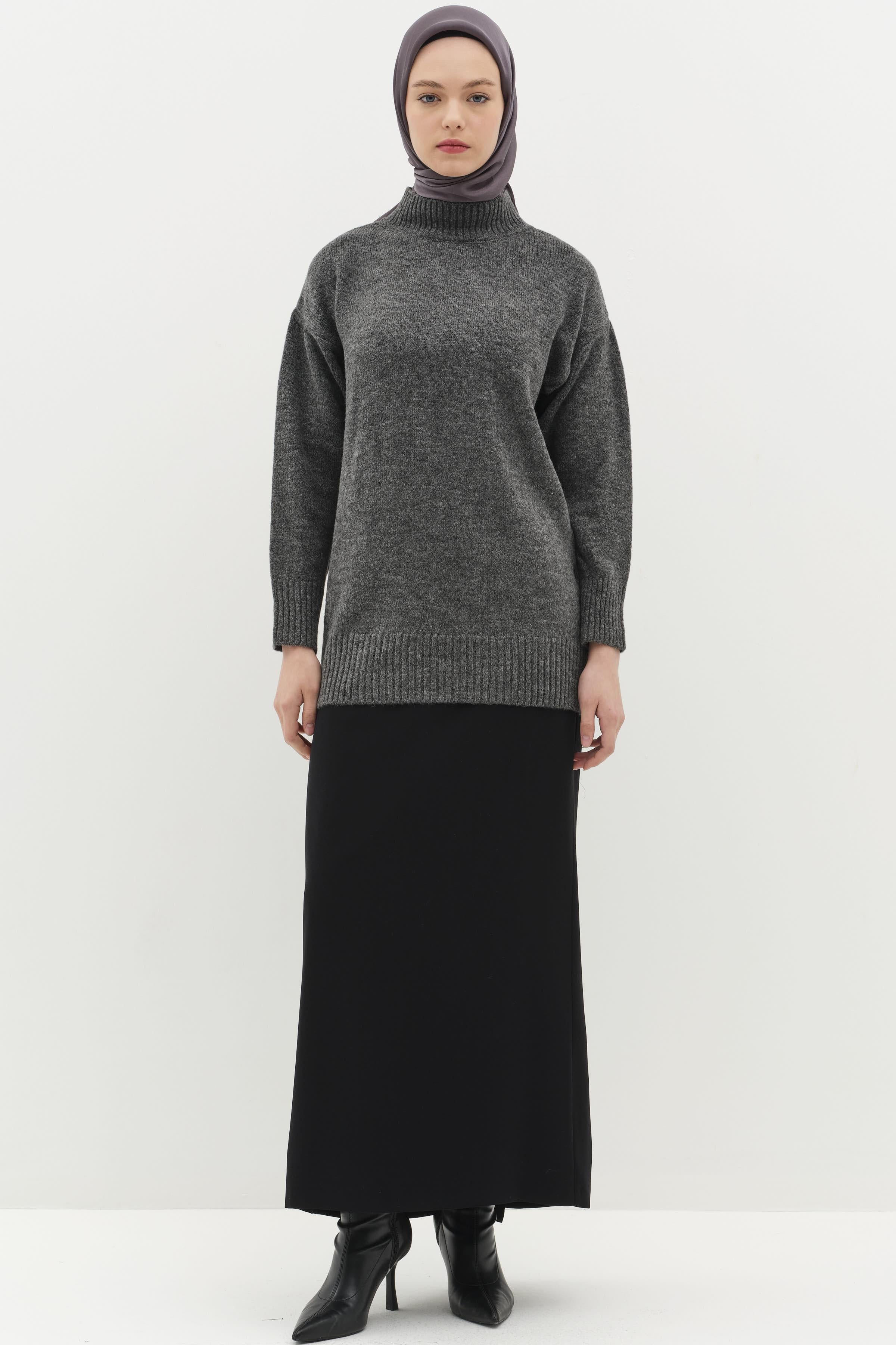 Bel Lastik Detaylı Pilikaşeli Kalem Etek - Siyah TUGBA