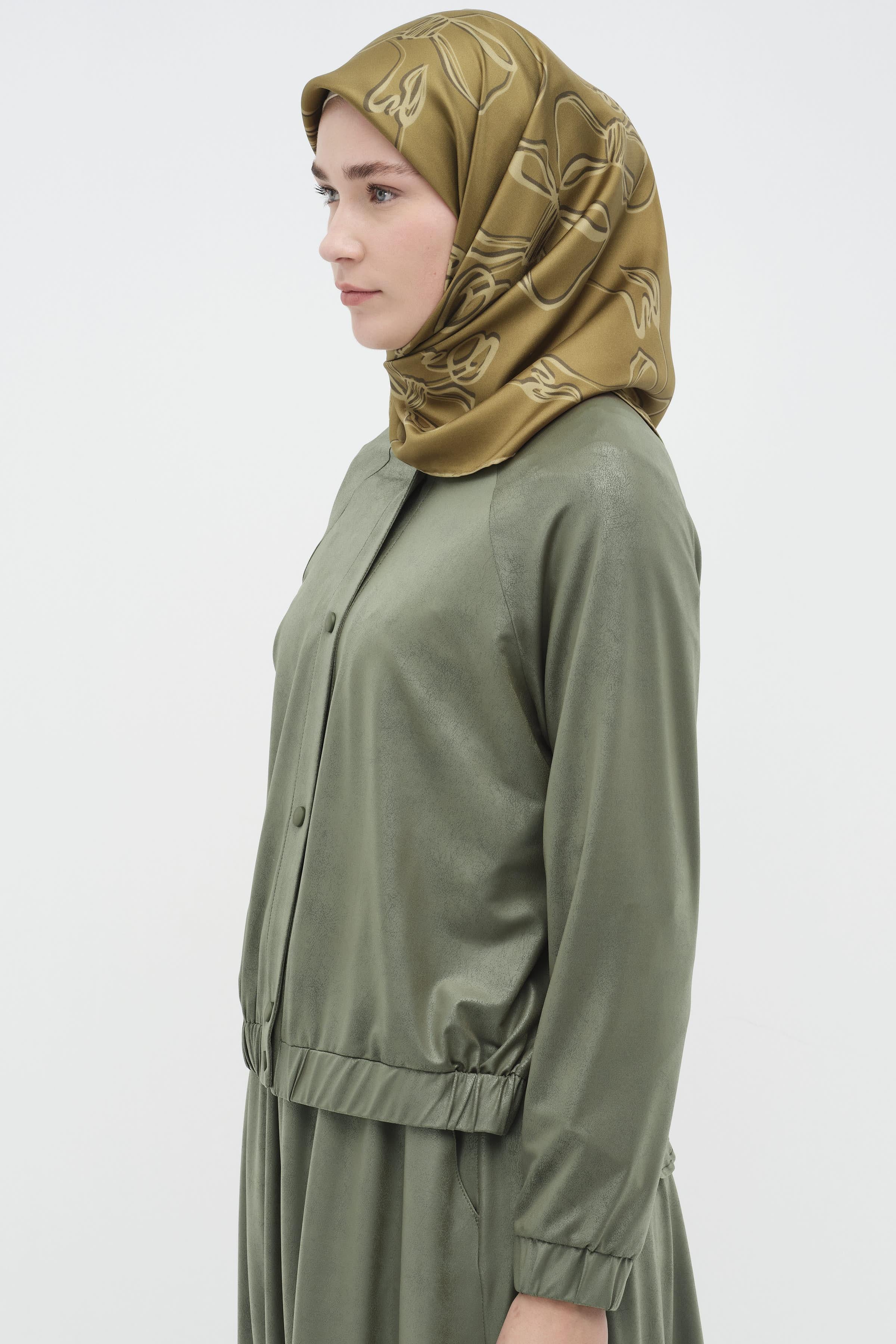 Bel Lastik Detaylı Yırtmaçlı Ceket - Haki TUGBA