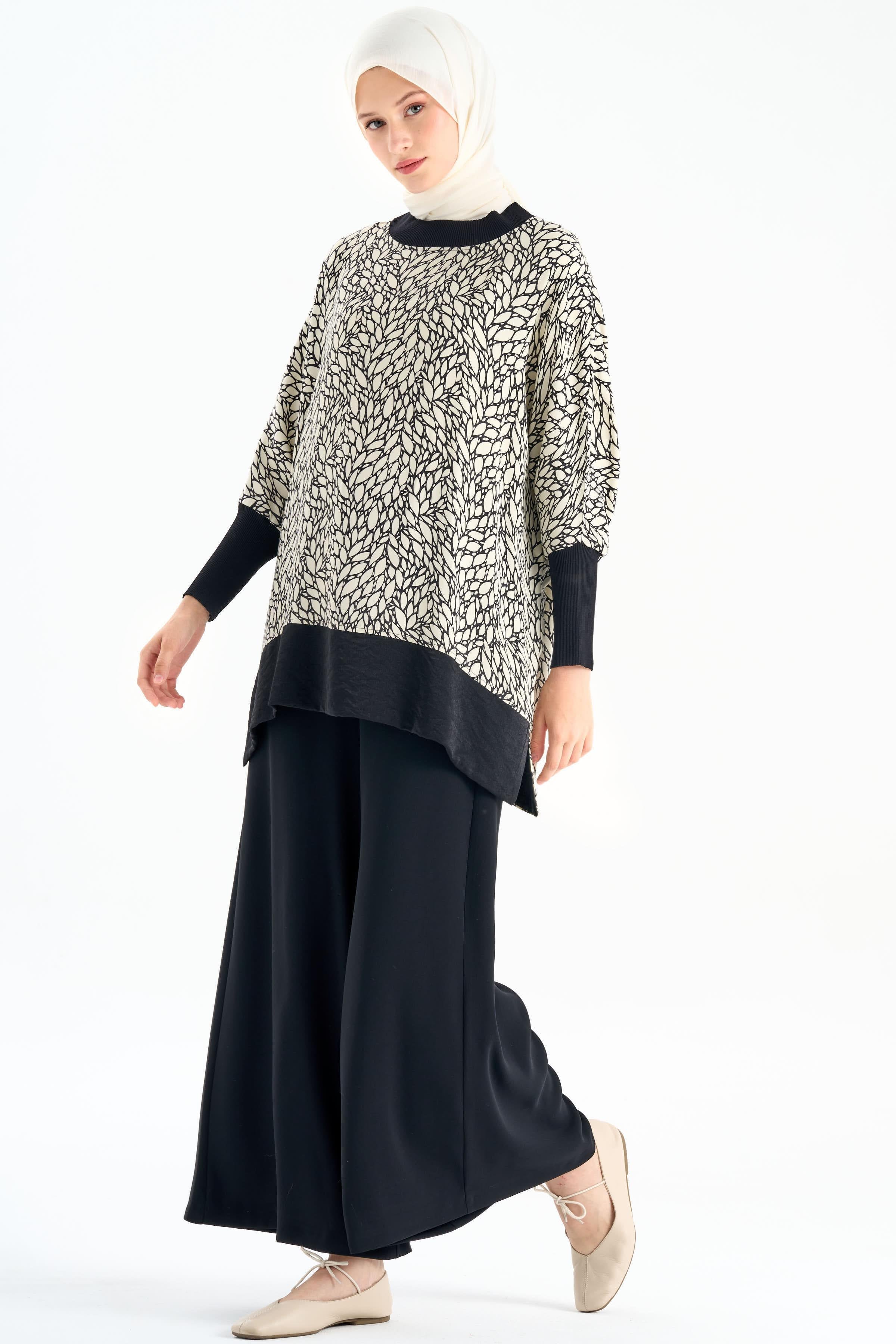 Bel Lastikli Bol Paça Cepli Pantolon - Siyah TUGBA