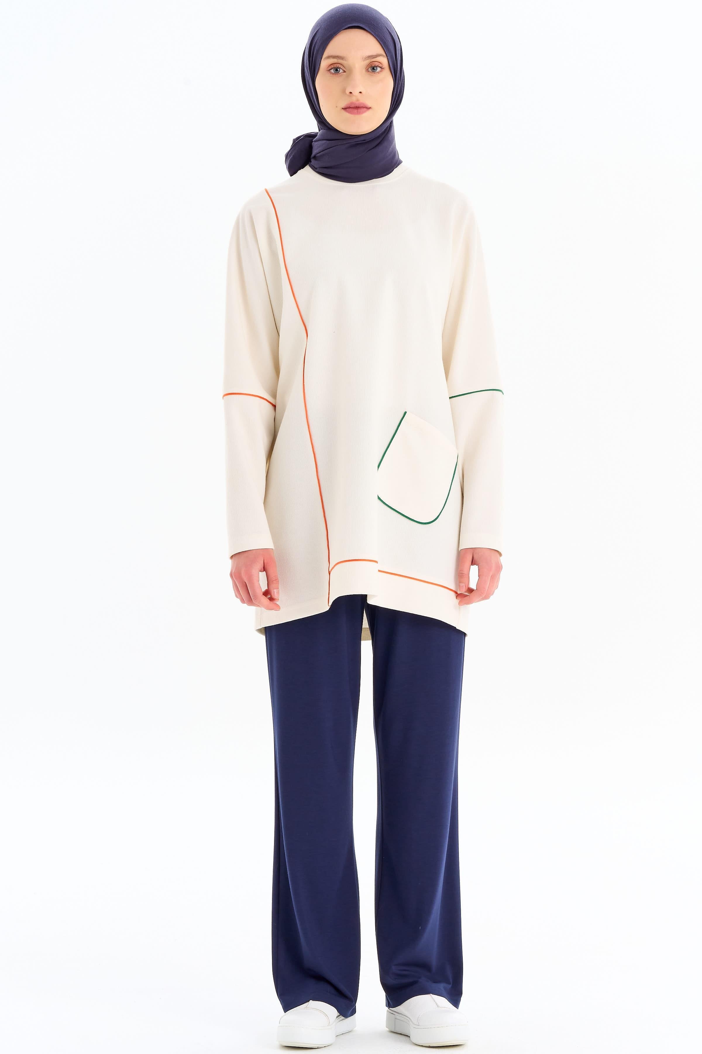 Bel Lastikli Bol Paça Pantolon - Lacivert TUGBA