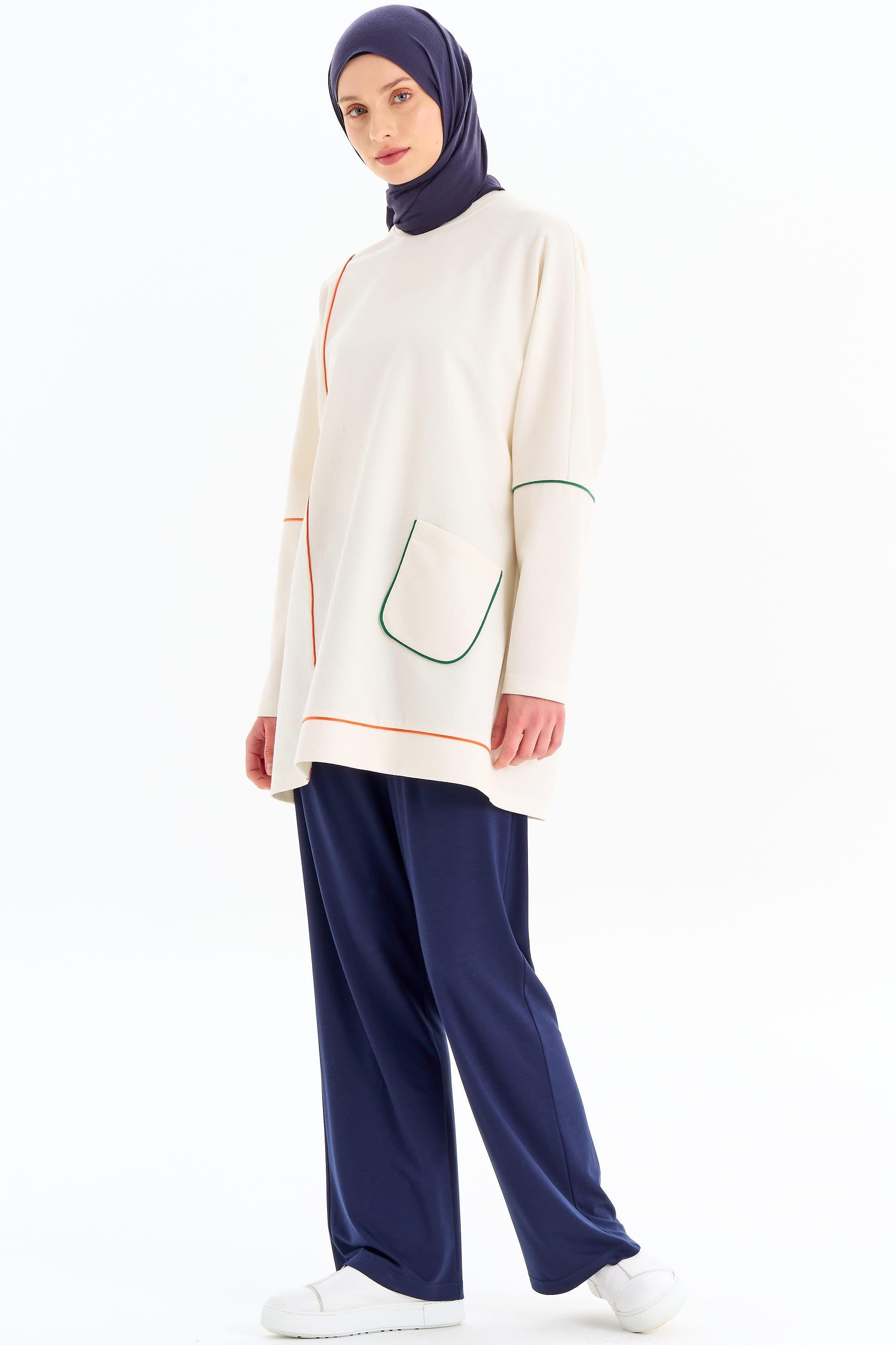 Bel Lastikli Bol Paça Pantolon - Lacivert TUGBA