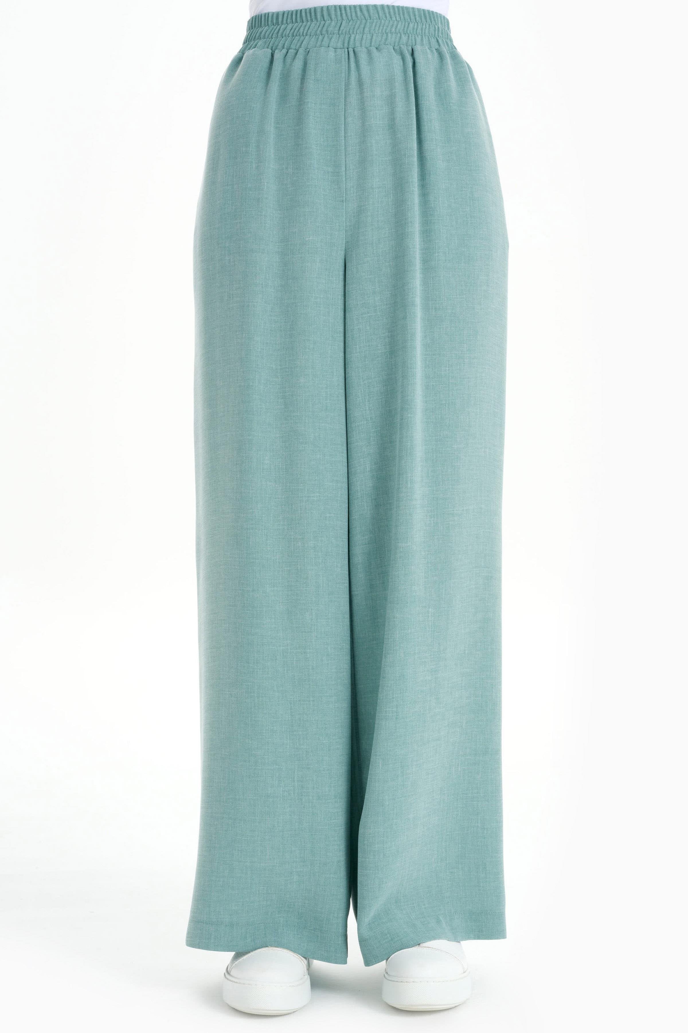 Bel Lastikli Bol Paça Pantolon - Mint TUGBA