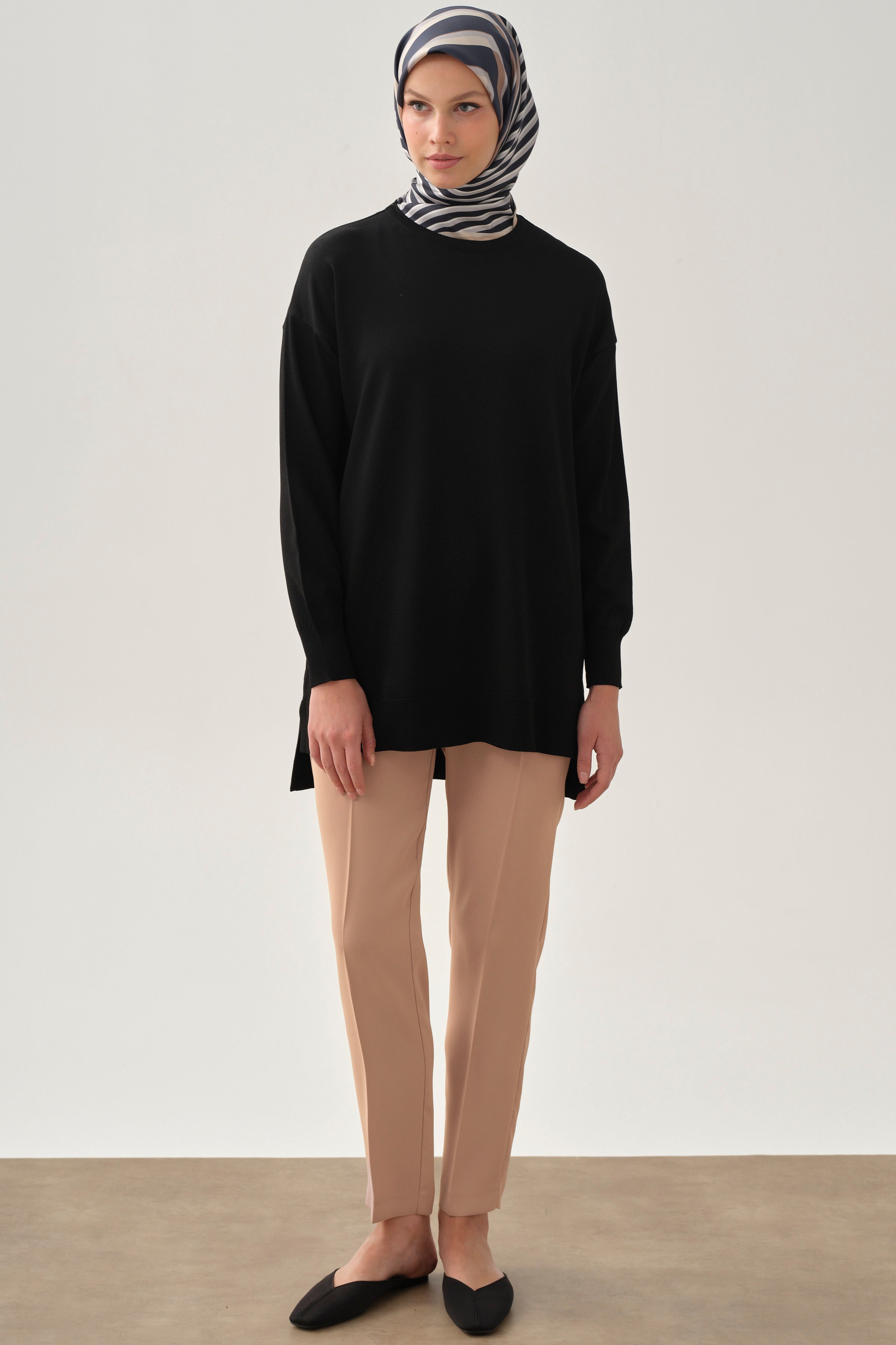 Bel Lastikli Dar Paça Pantolon - Bej TUGBA