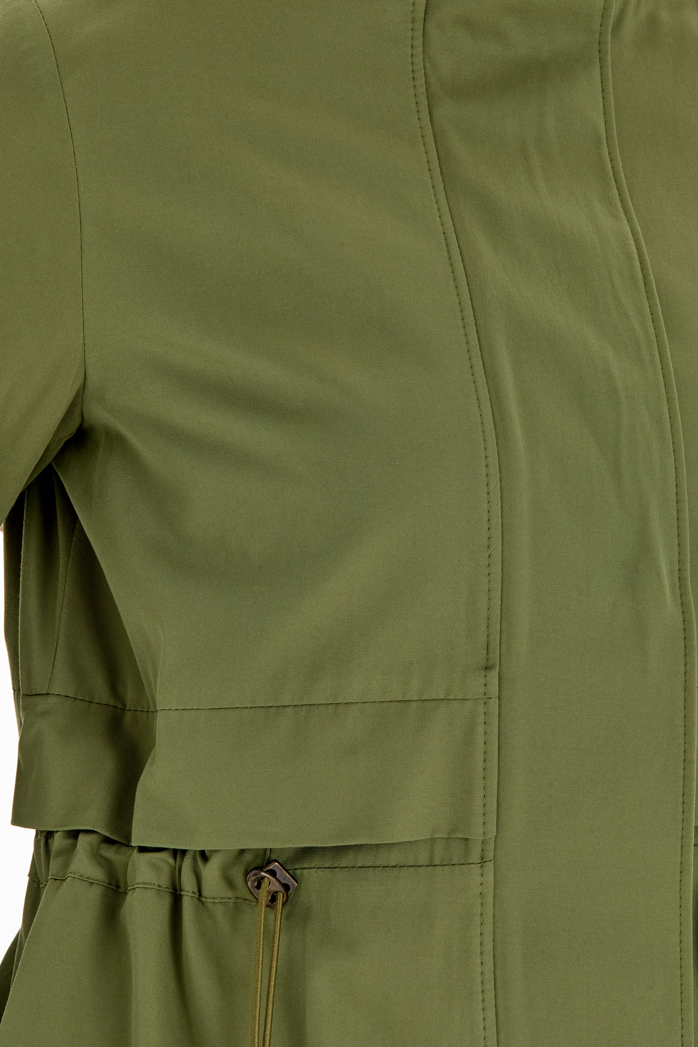 Bel Lastikli Fermuar Kapamalı Trençkot - Haki TUGBA