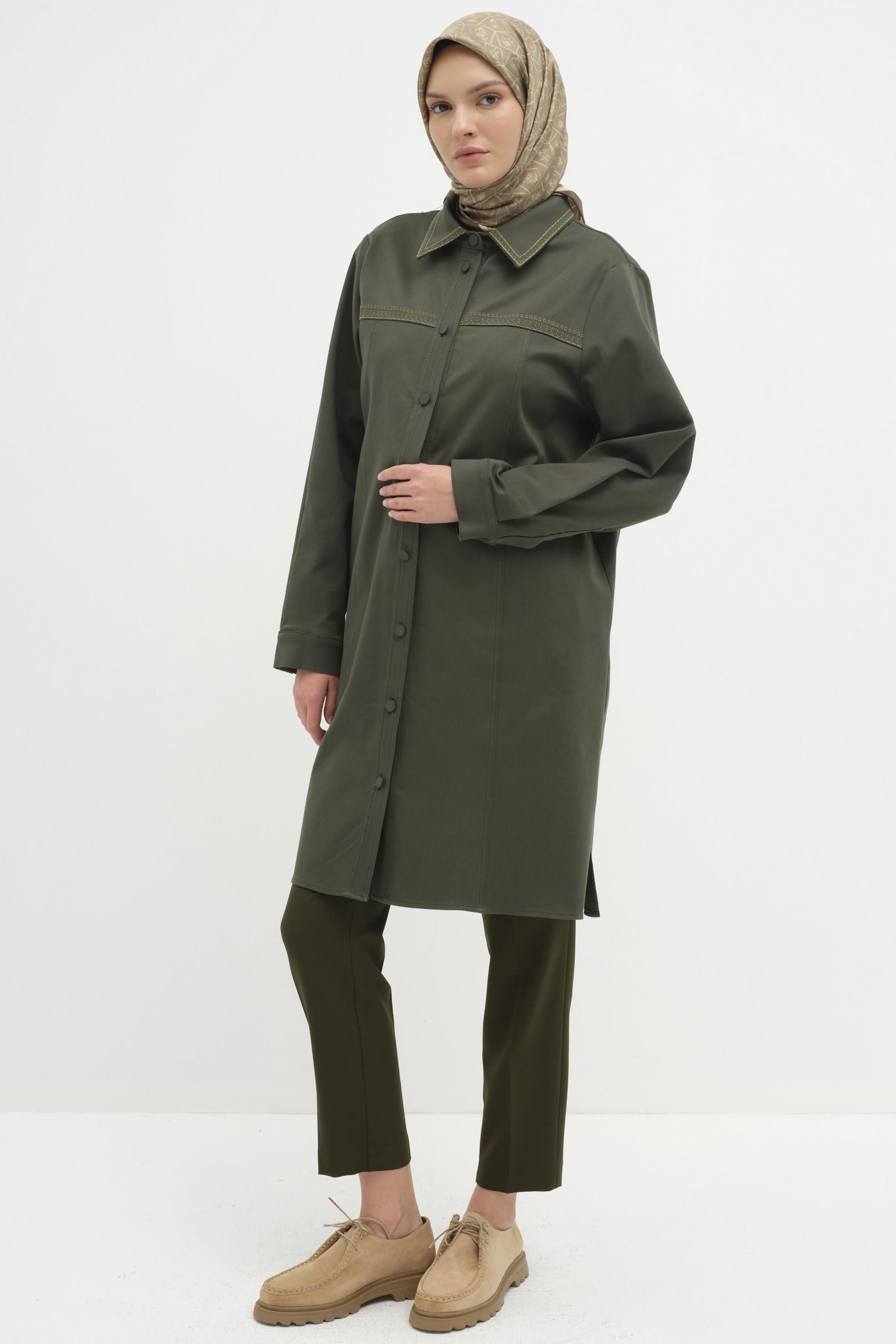 Bel Lastikli Havuç Pantolon - Haki TUGBA