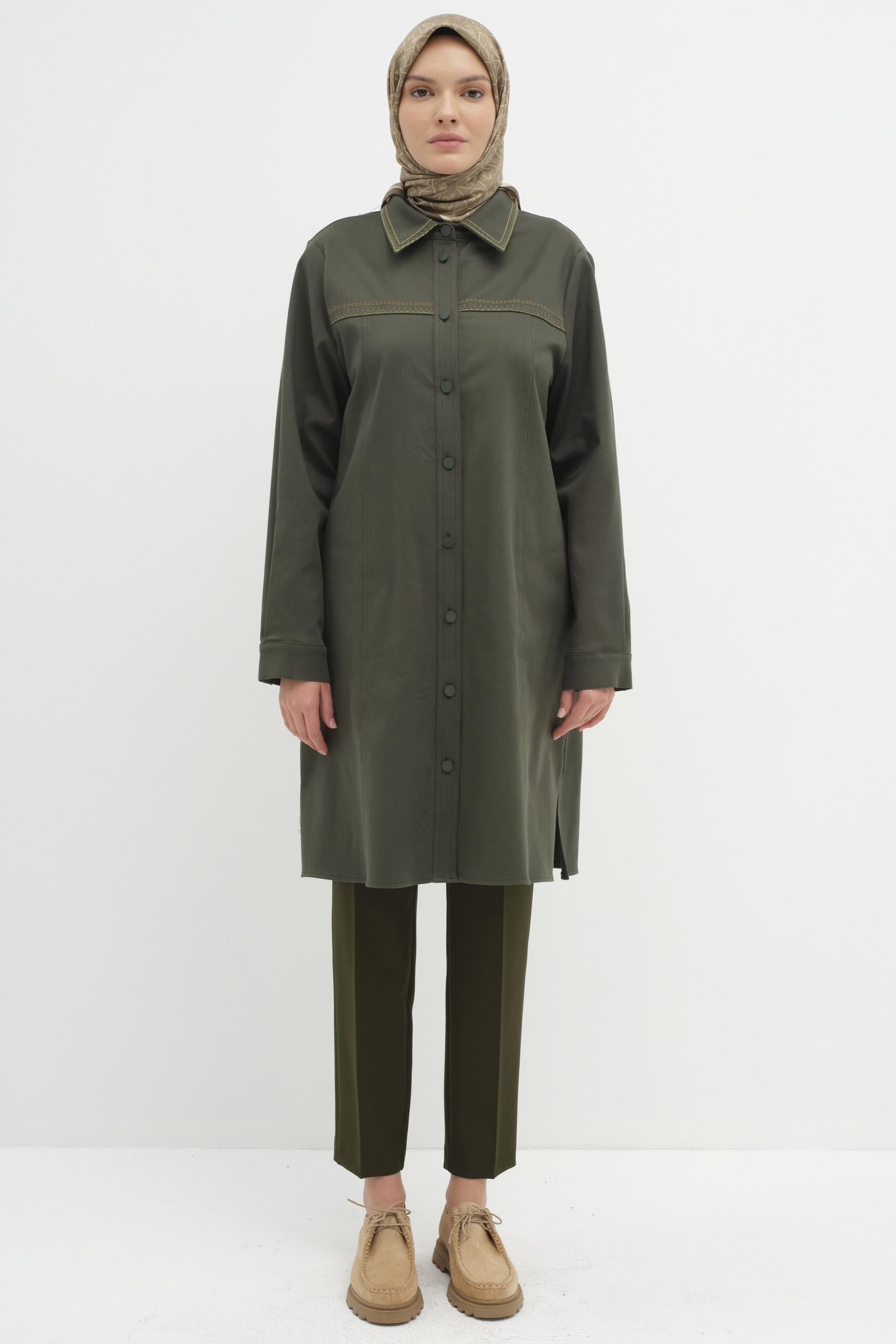 Bel Lastikli Havuç Pantolon - Haki TUGBA