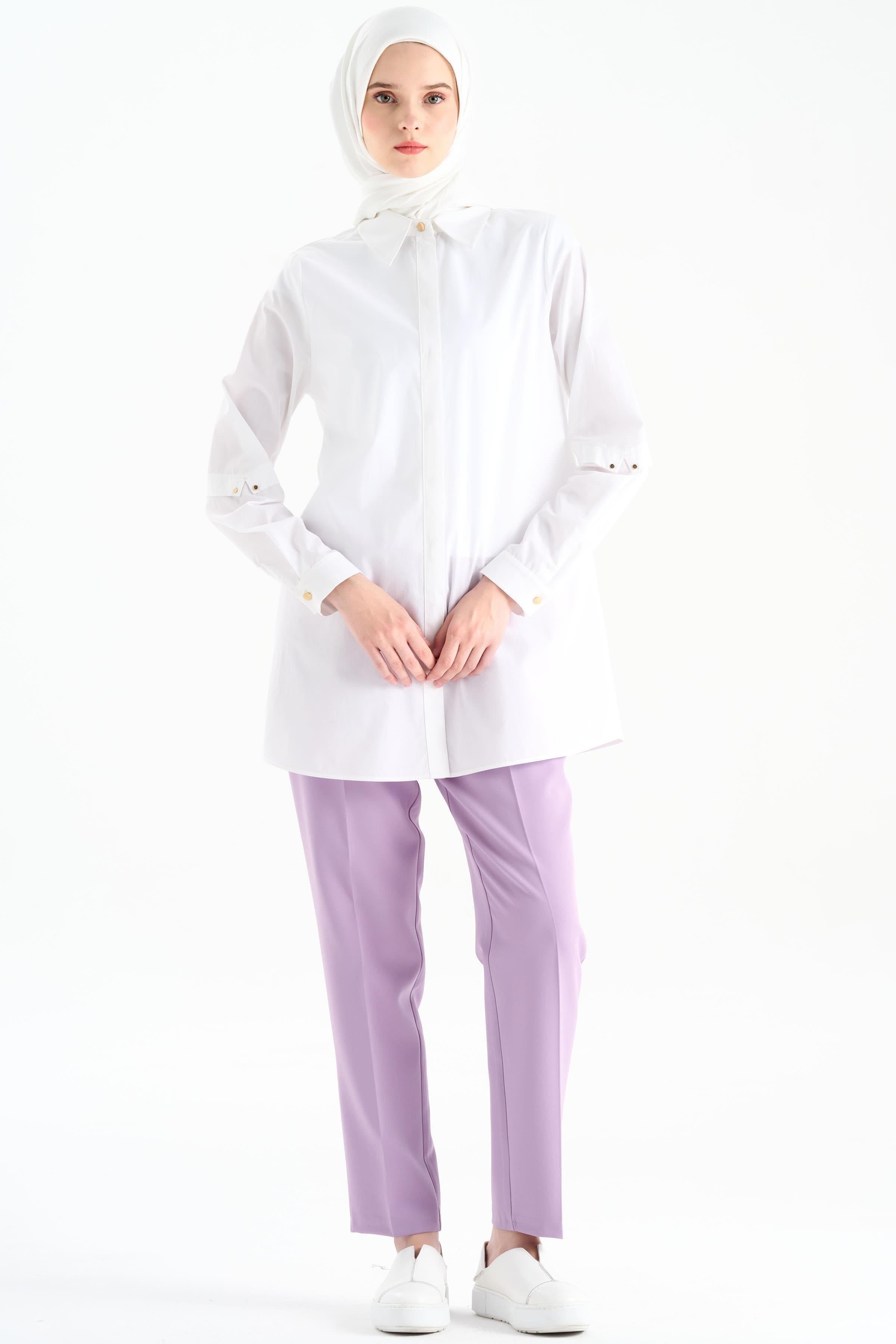 Bel Lastikli Havuç Pantolon - Pudra TUGBA