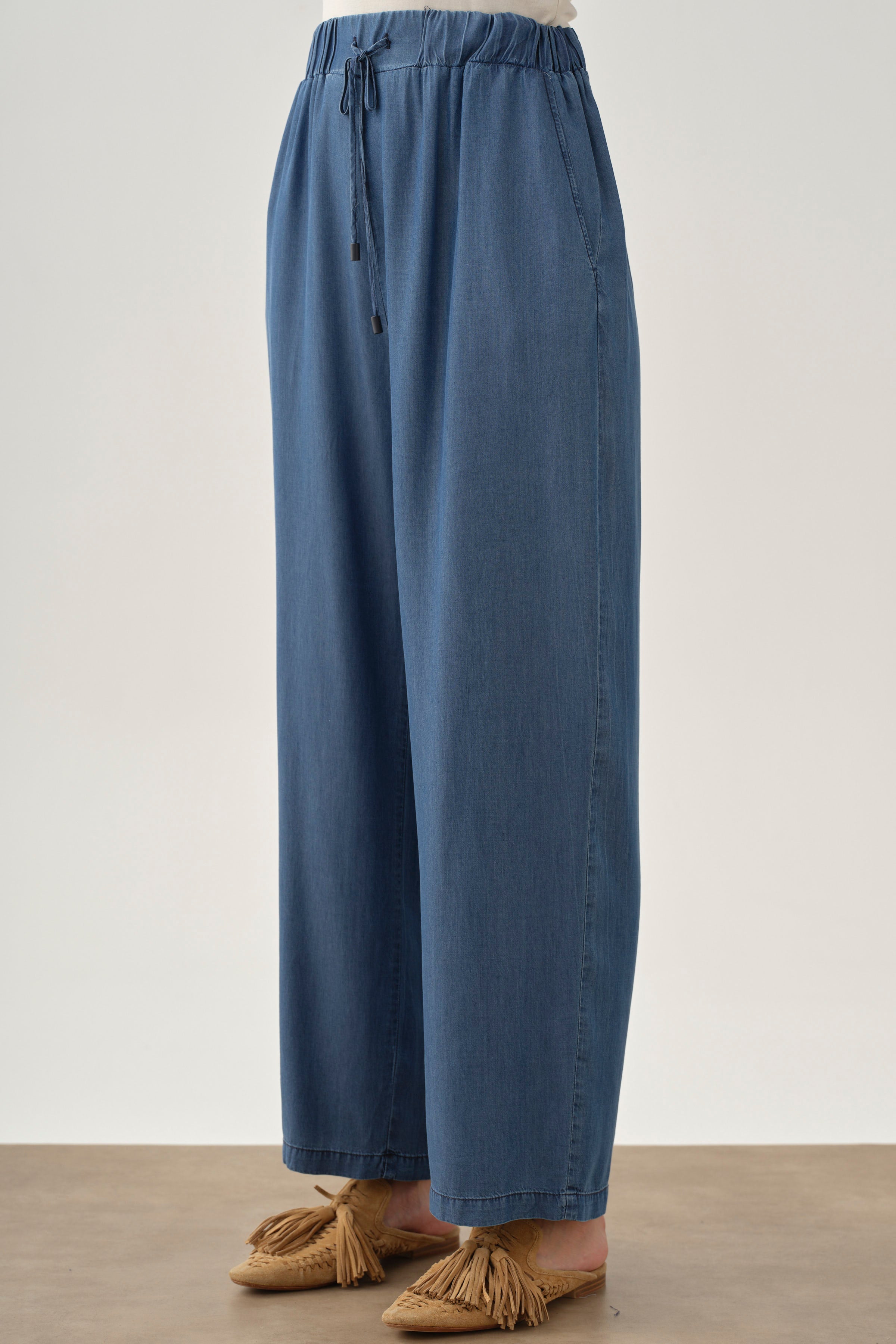 Bel Lastikli Pantolon - İndigo TUGBA