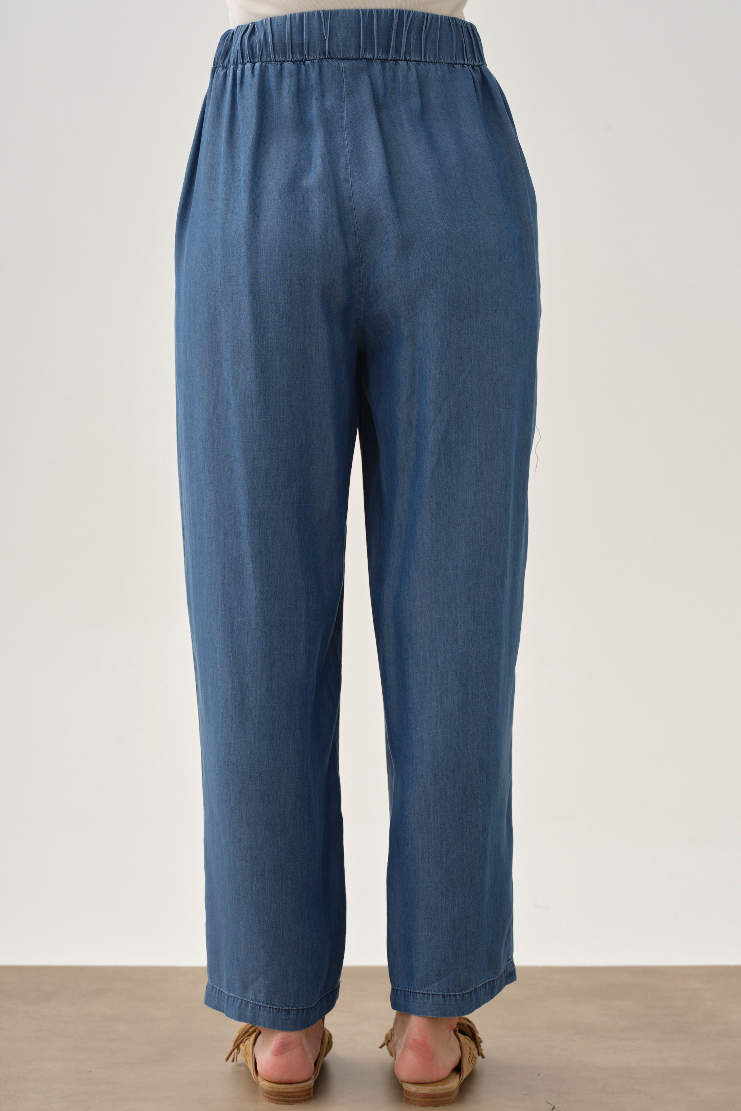 Bel Lastikli Pantolon - İndigo TUGBA