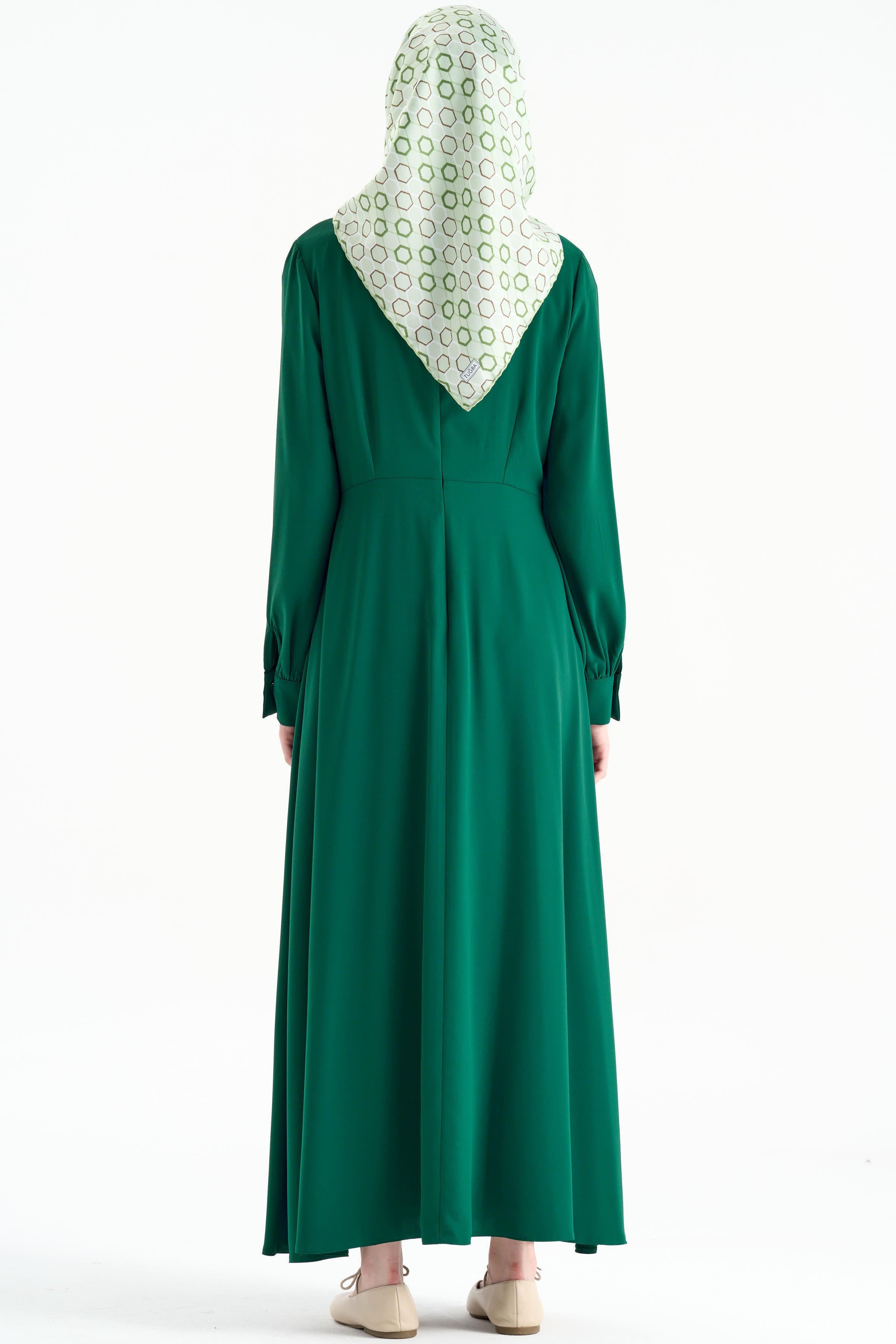 Belden Bağlamalı Elbise - Benetton Yeşili TUGBA