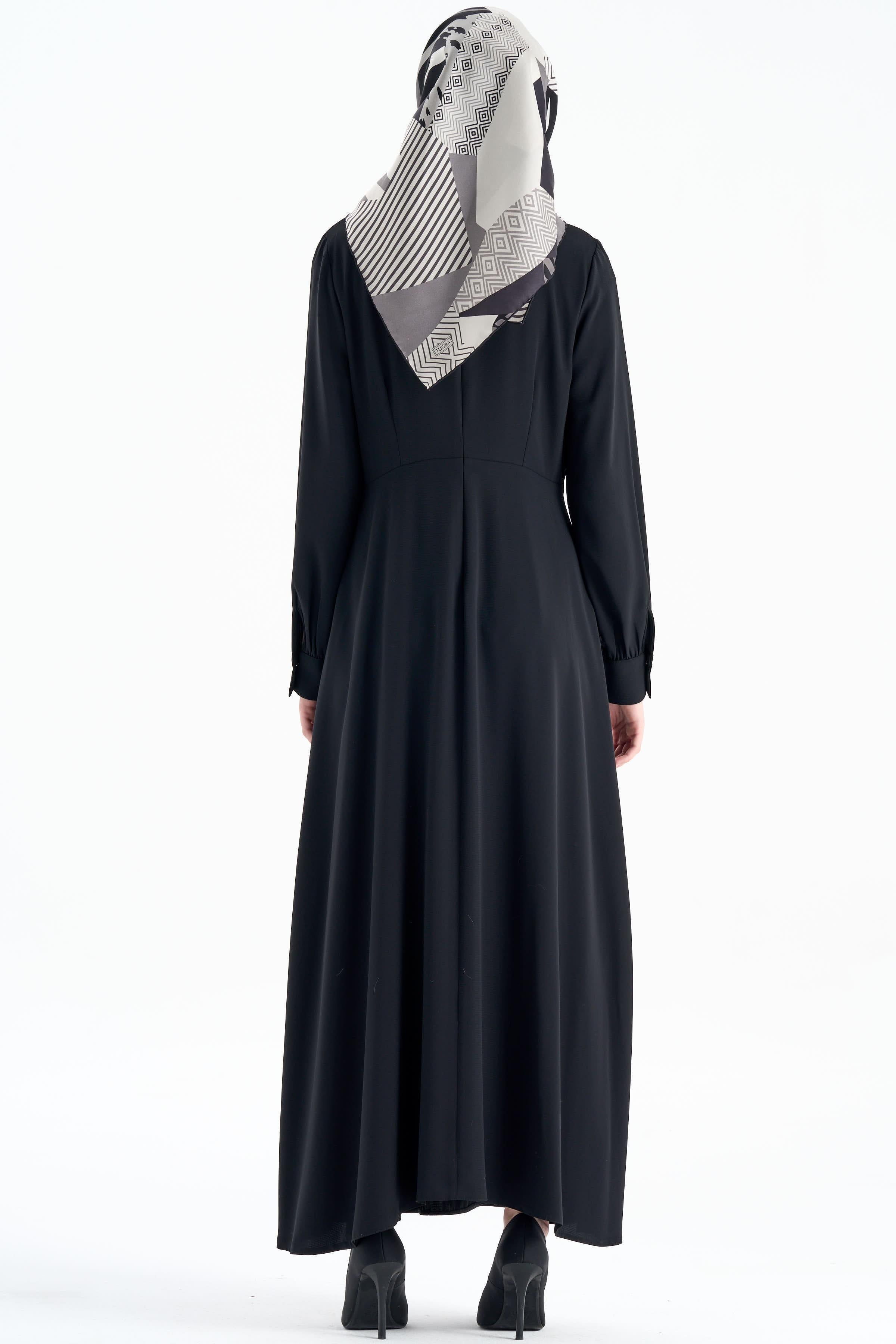 Belden Bağlamalı Elbise - Siyah TUGBA