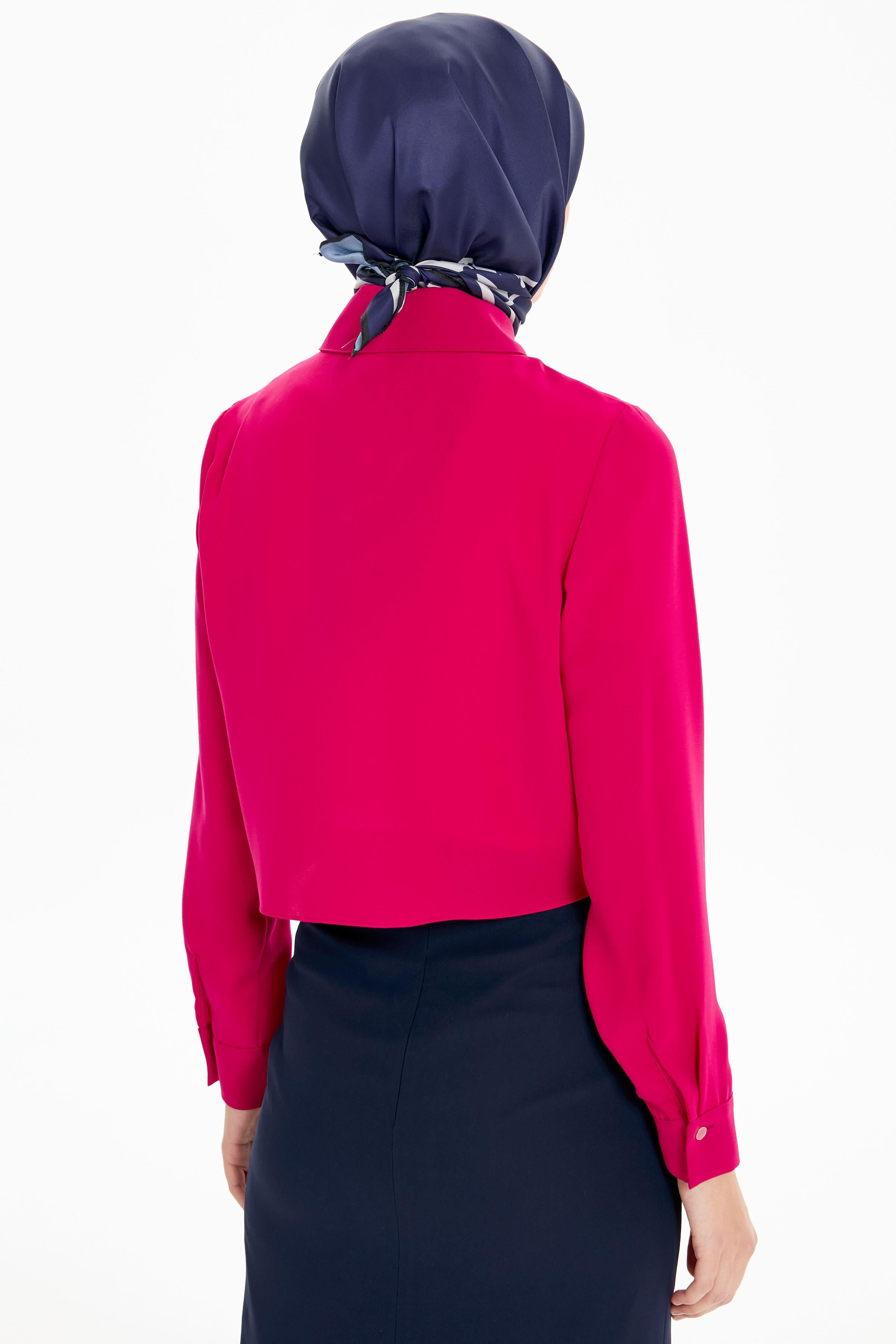 Belden Bağlamalı Gömlek - Fuşya TUGBA