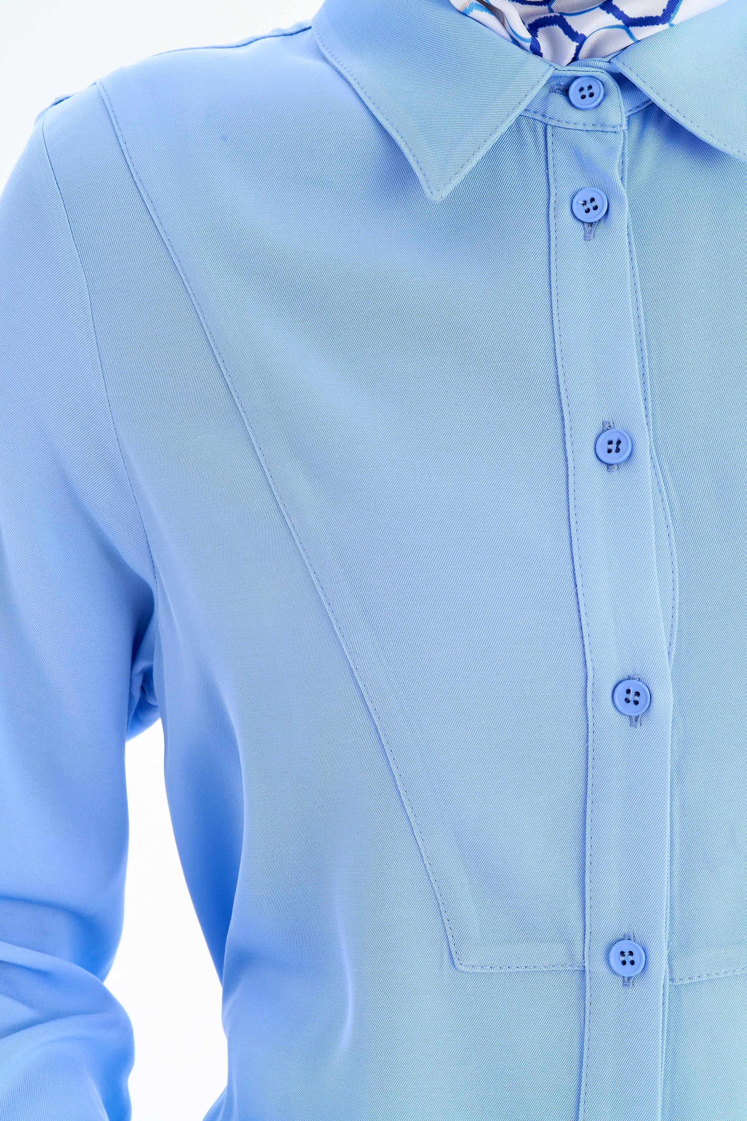 Beli Kuşaklı Robalı Tunik - Açık Mavi TUGBA