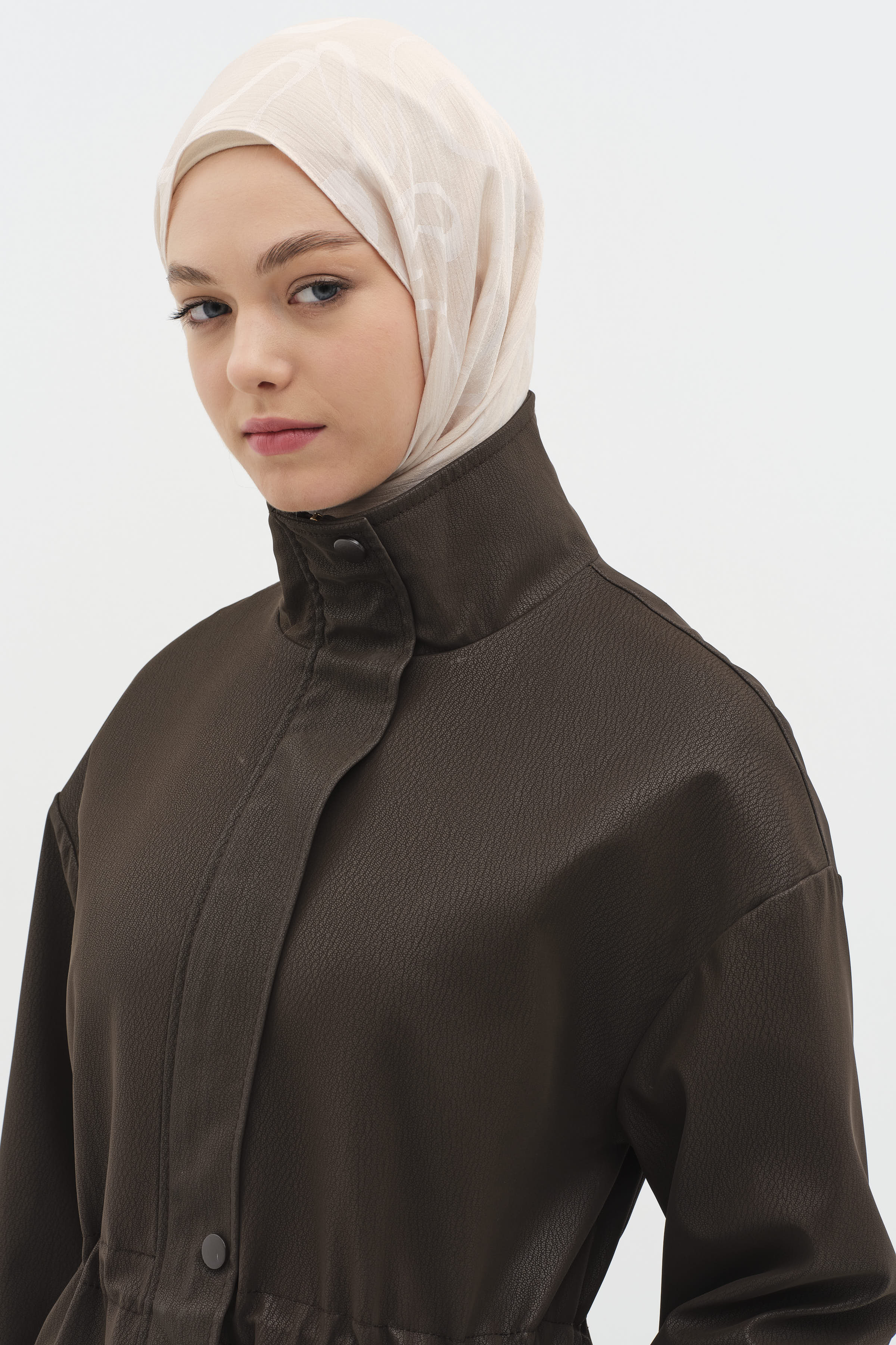 Beli Lastik Büzgülü Kap - Kahve TUGBA