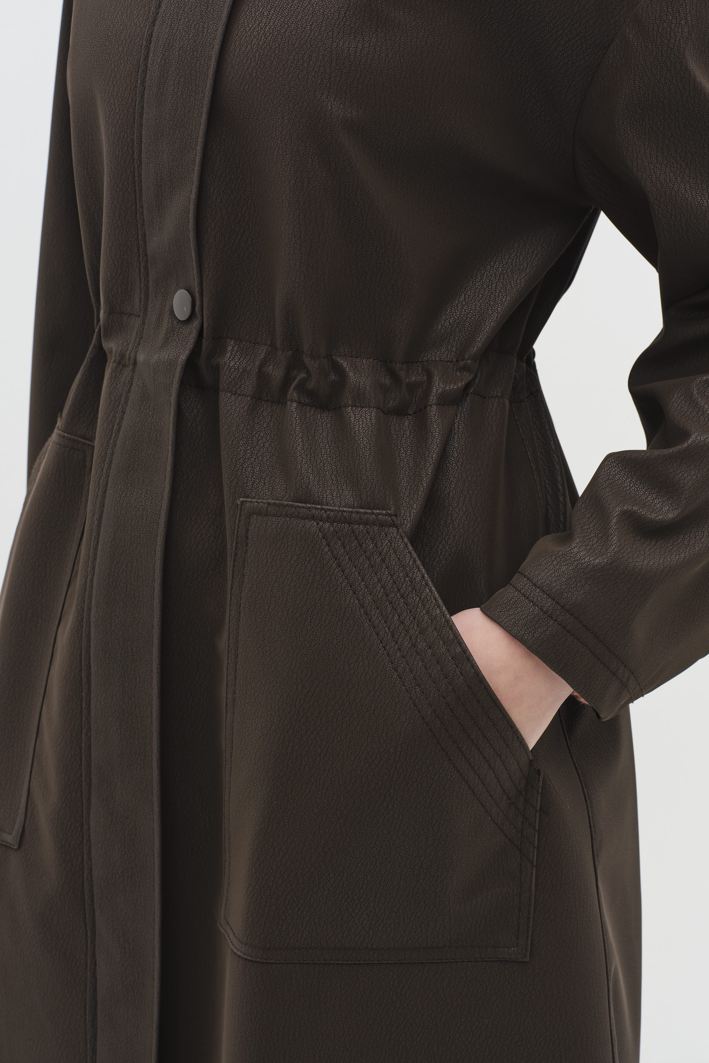 Beli Lastik Büzgülü Kap - Kahve TUGBA