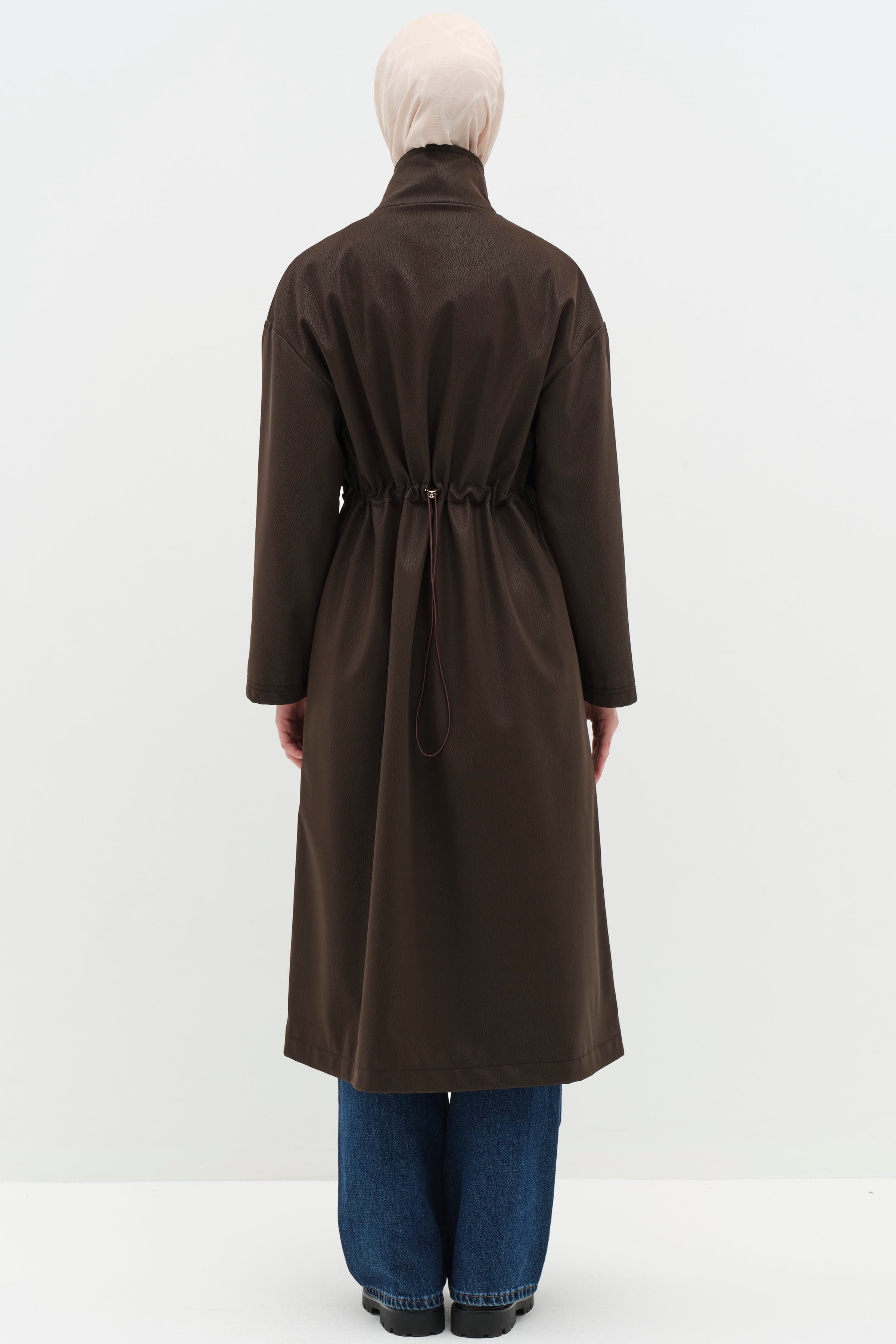 Beli Lastik Büzgülü Kap - Kahve TUGBA