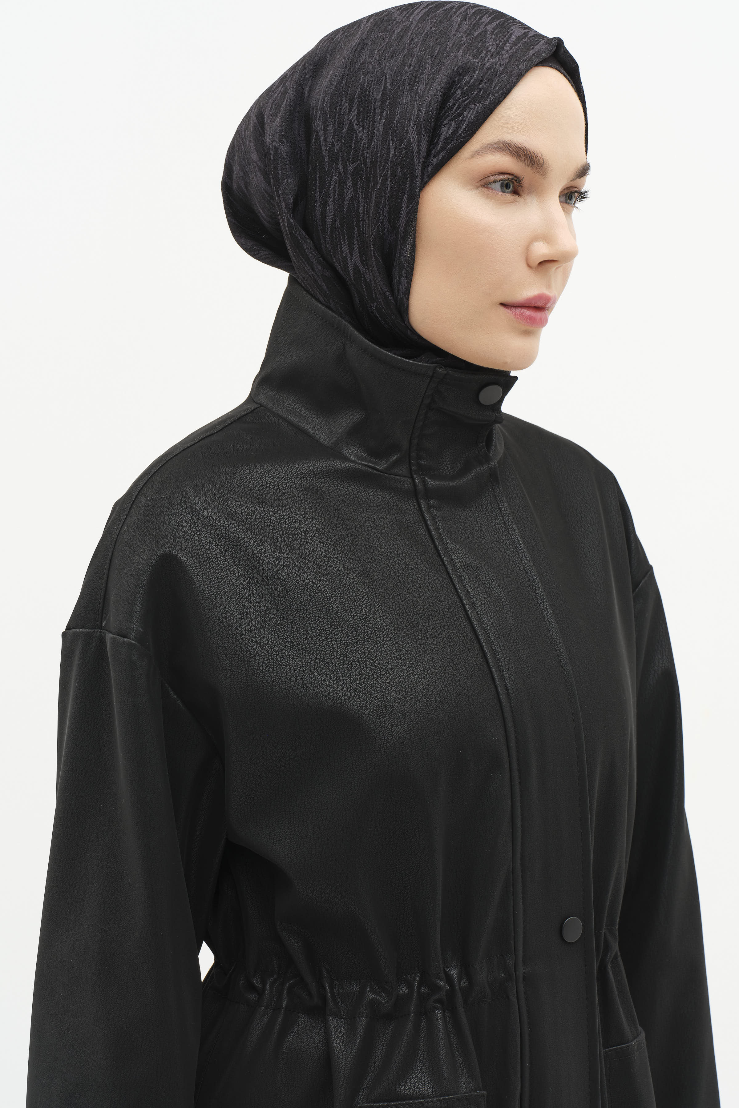 Beli Lastik Büzgülü Kap - Siyah TUĞBA