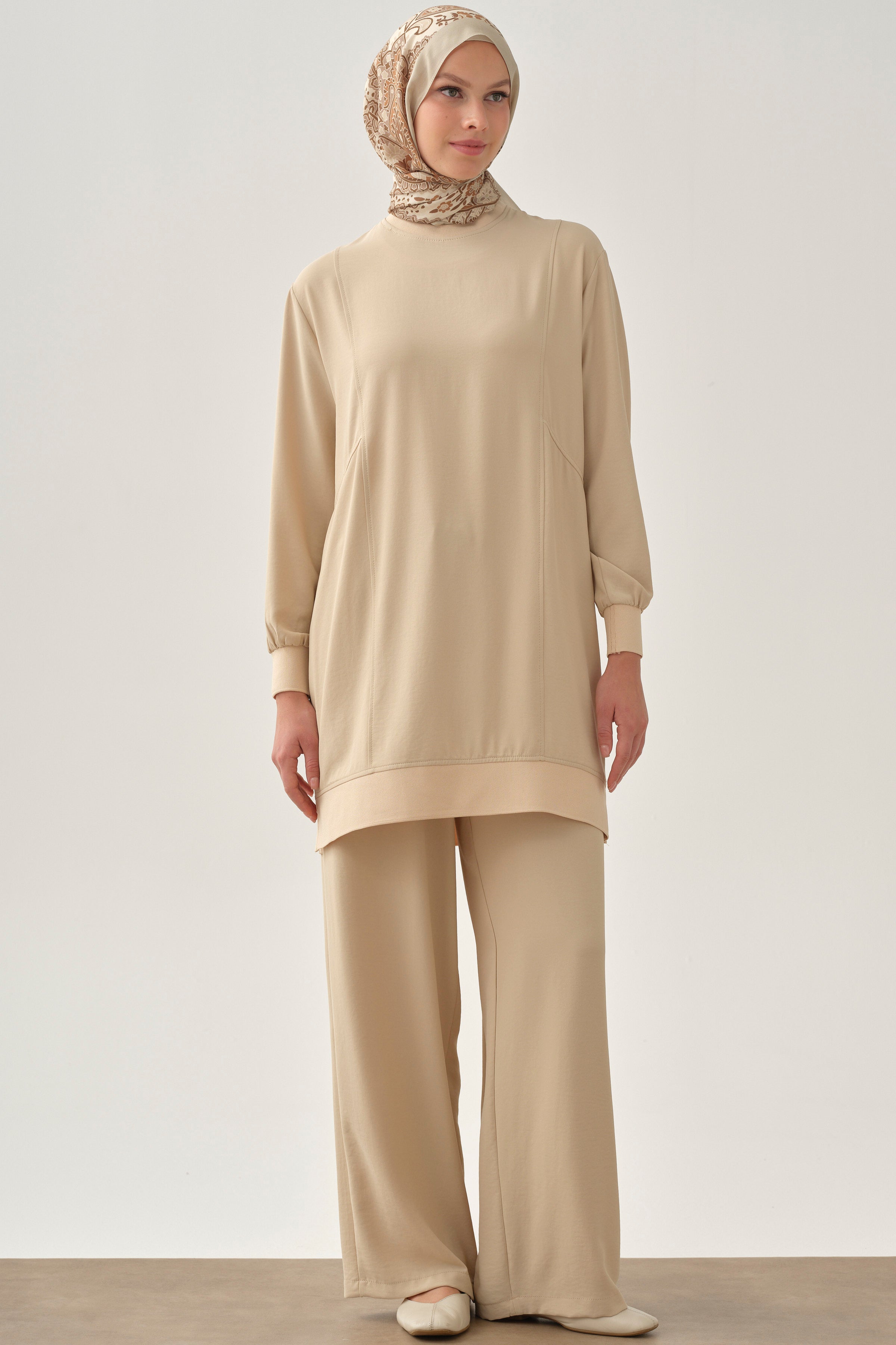 Beli Lastikli Cepli Pantolon - Bej TUGBA