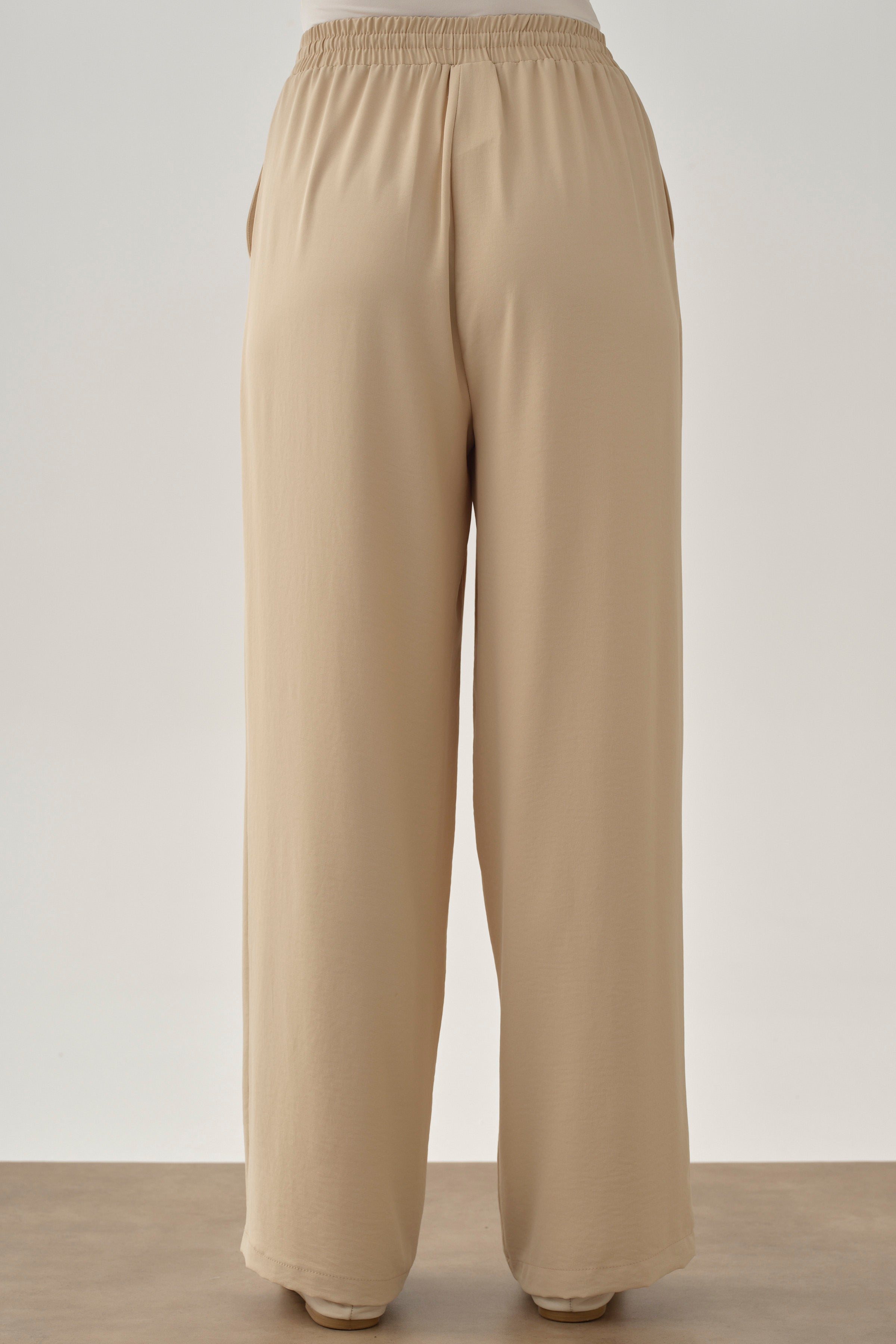 Beli Lastikli Cepli Pantolon - Bej TUGBA