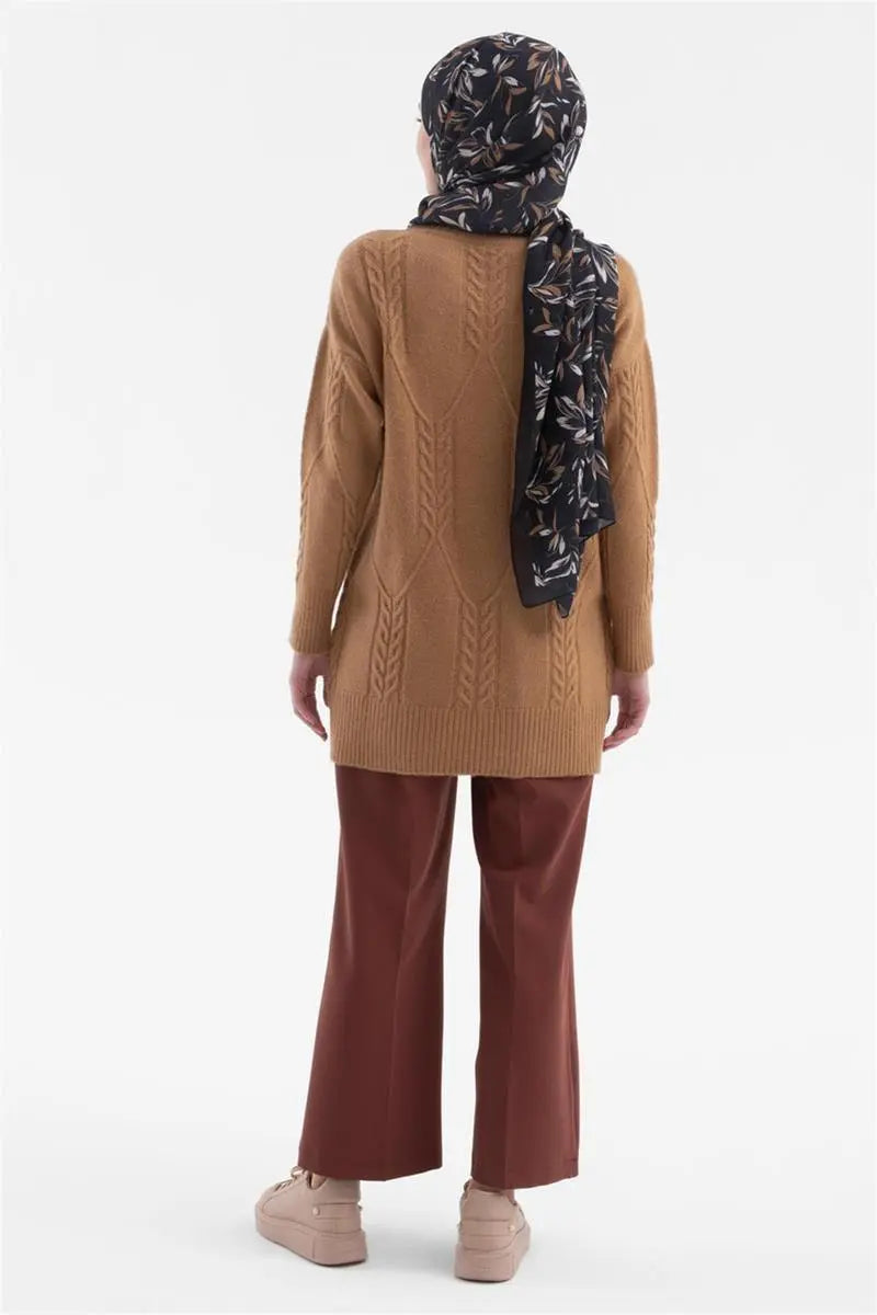 Beli Lastikli Culotte Pantolon - Açık Kahve TUGBA