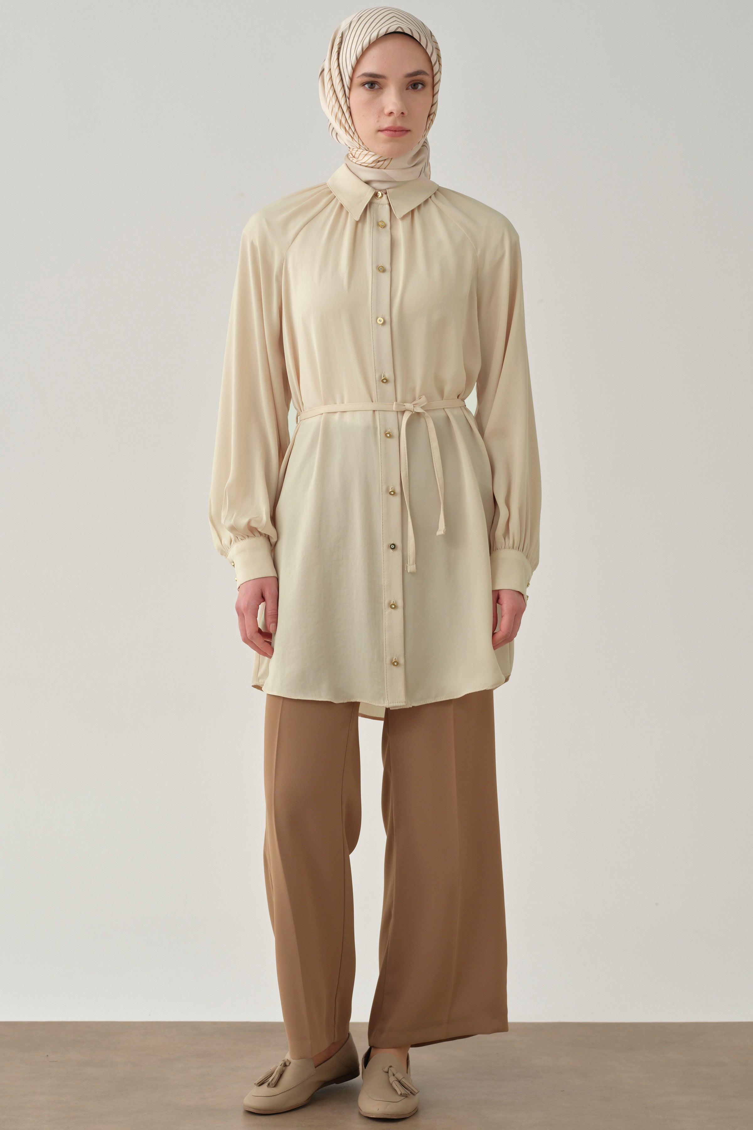 Beli Lastikli Culotte Pantolon - Camel TUGBA