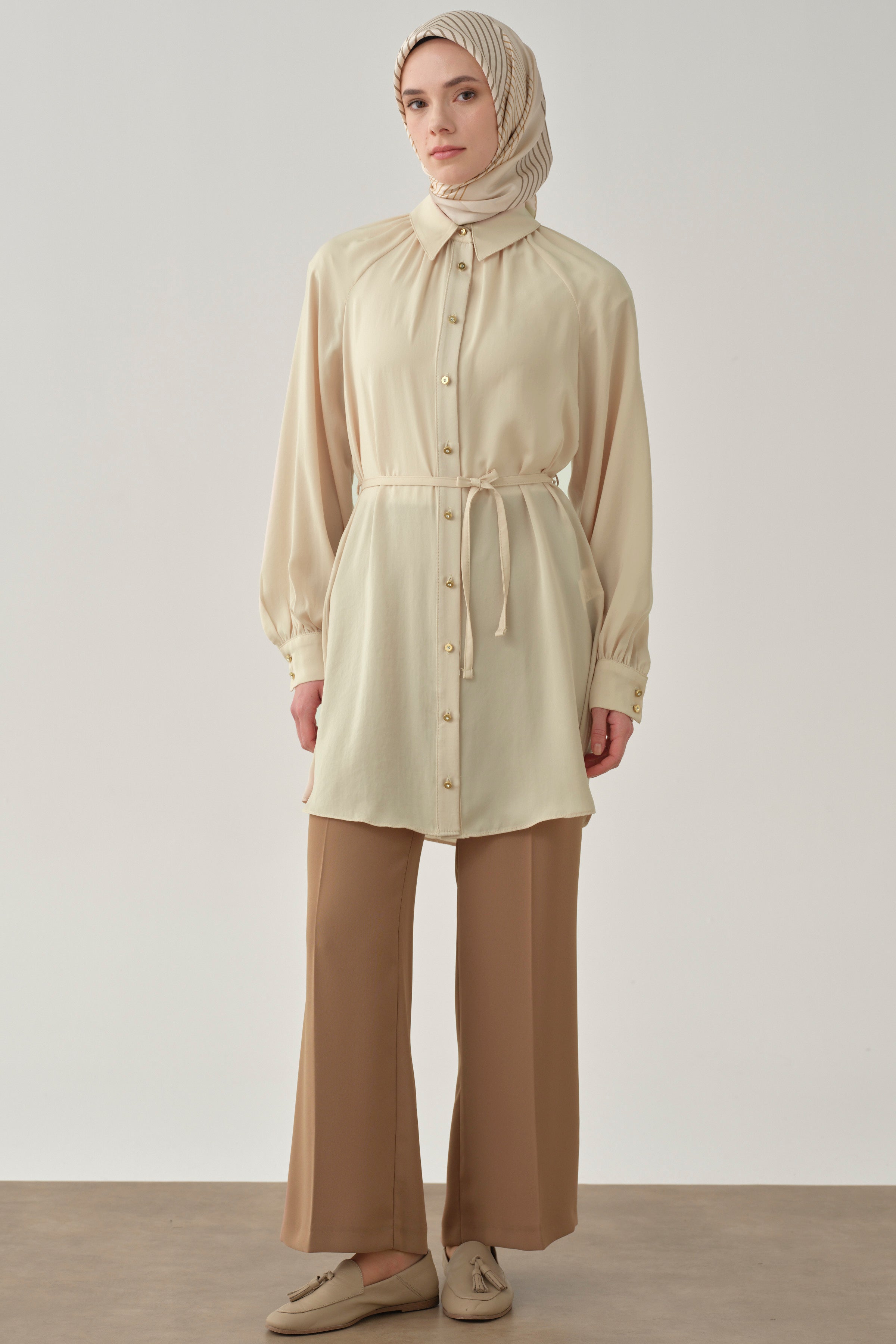 Beli Lastikli Culotte Pantolon - Camel TUGBA