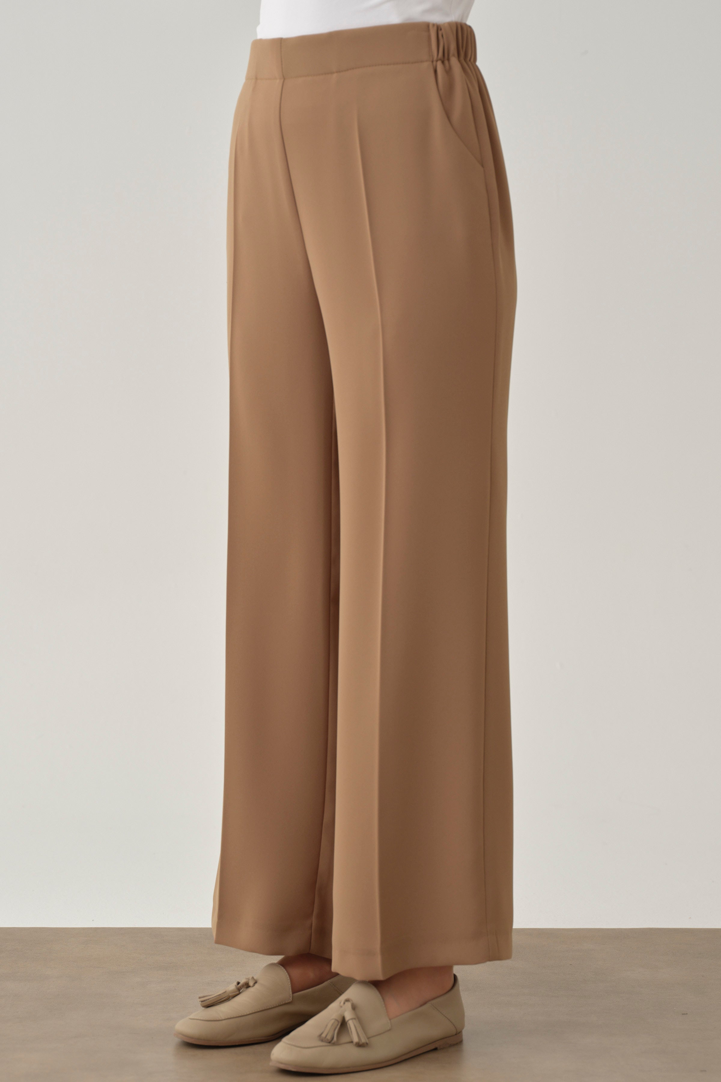 Beli Lastikli Culotte Pantolon - Camel TUGBA