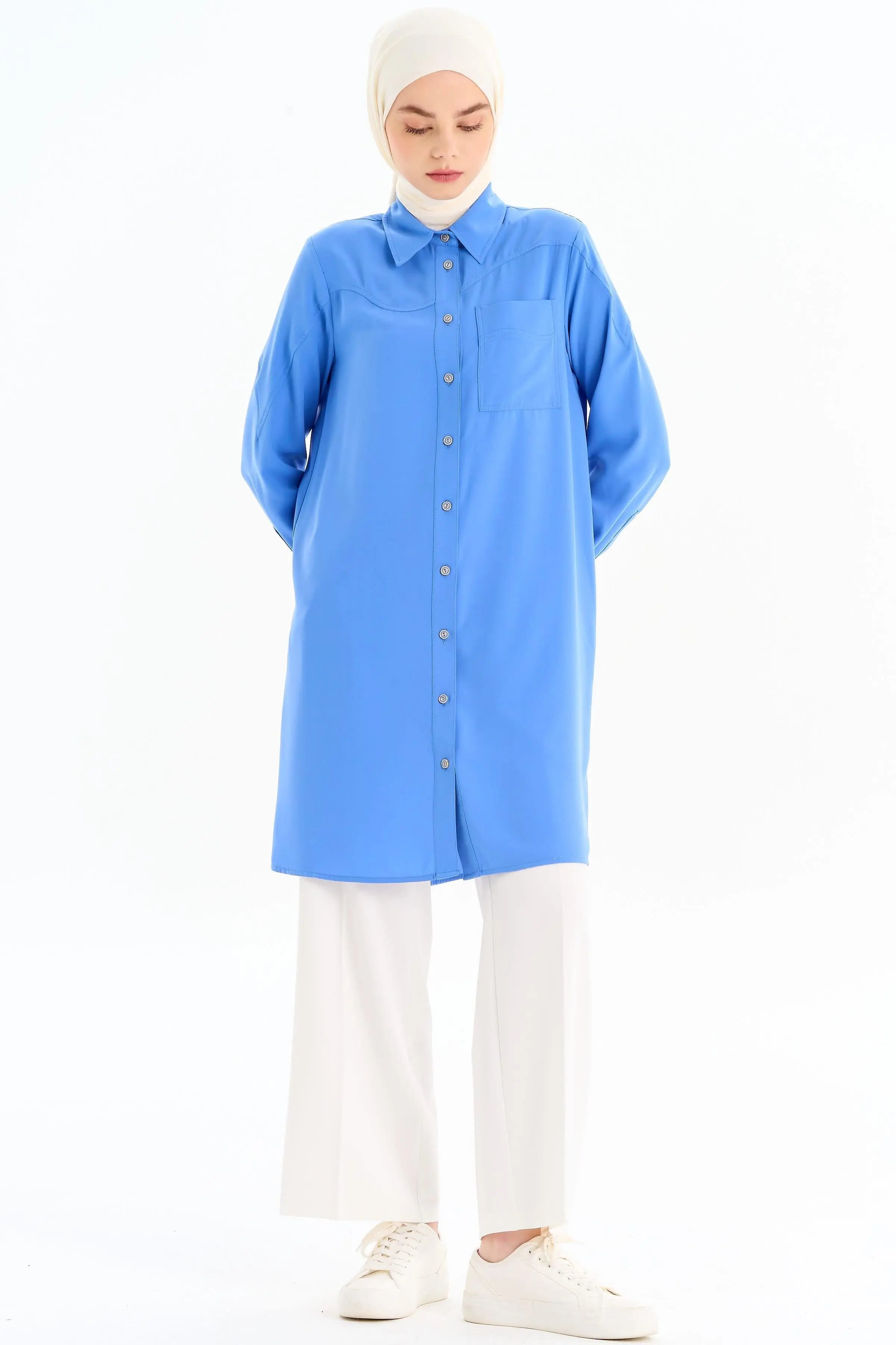 Beli Lastikli Culotte Pantolon - Ekru TUGBA