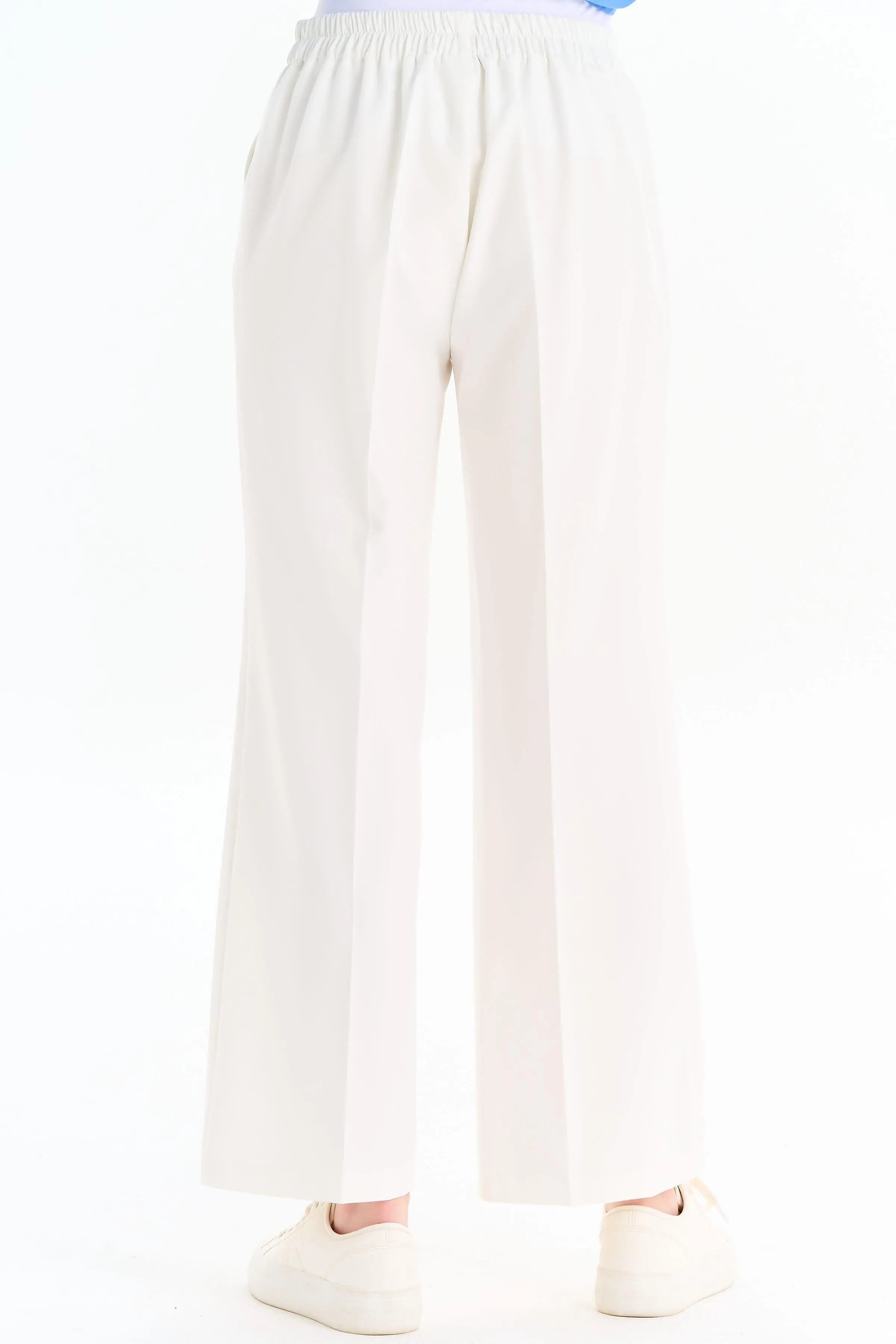 Beli Lastikli Culotte Pantolon - Ekru TUGBA