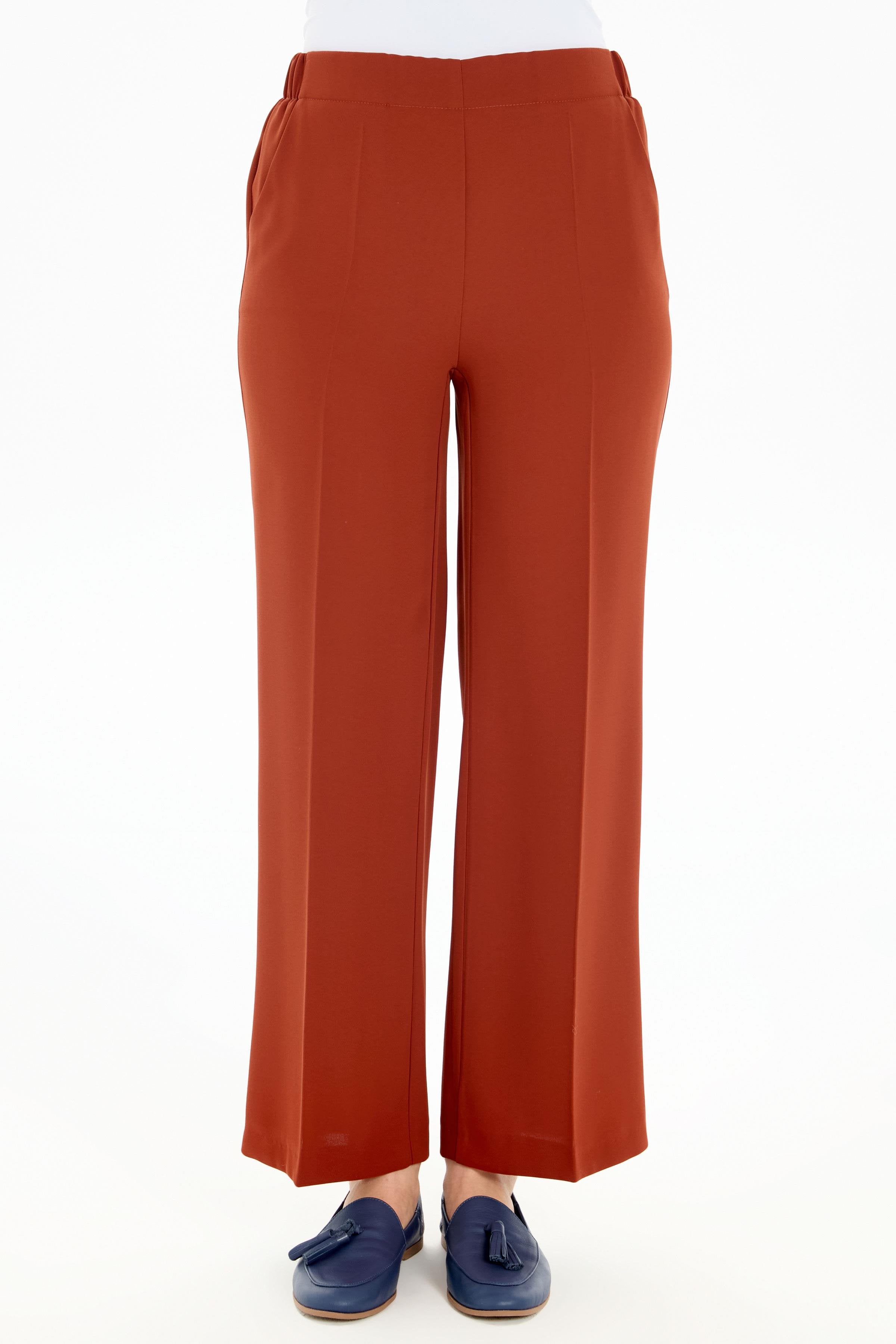 Beli Lastikli Culotte Pantolon - Kiremit TUGBA