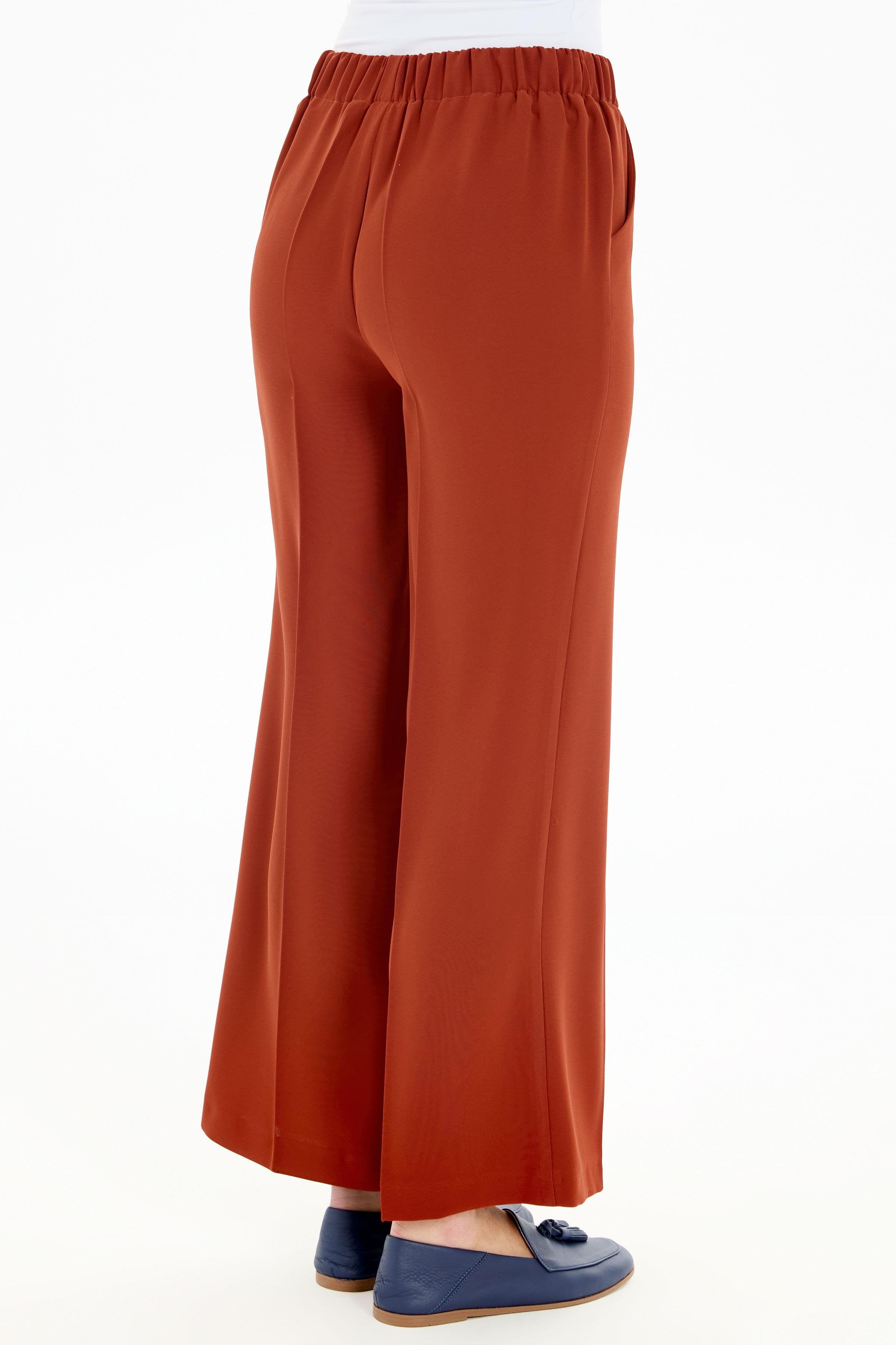 Beli Lastikli Culotte Pantolon - Kiremit TUGBA
