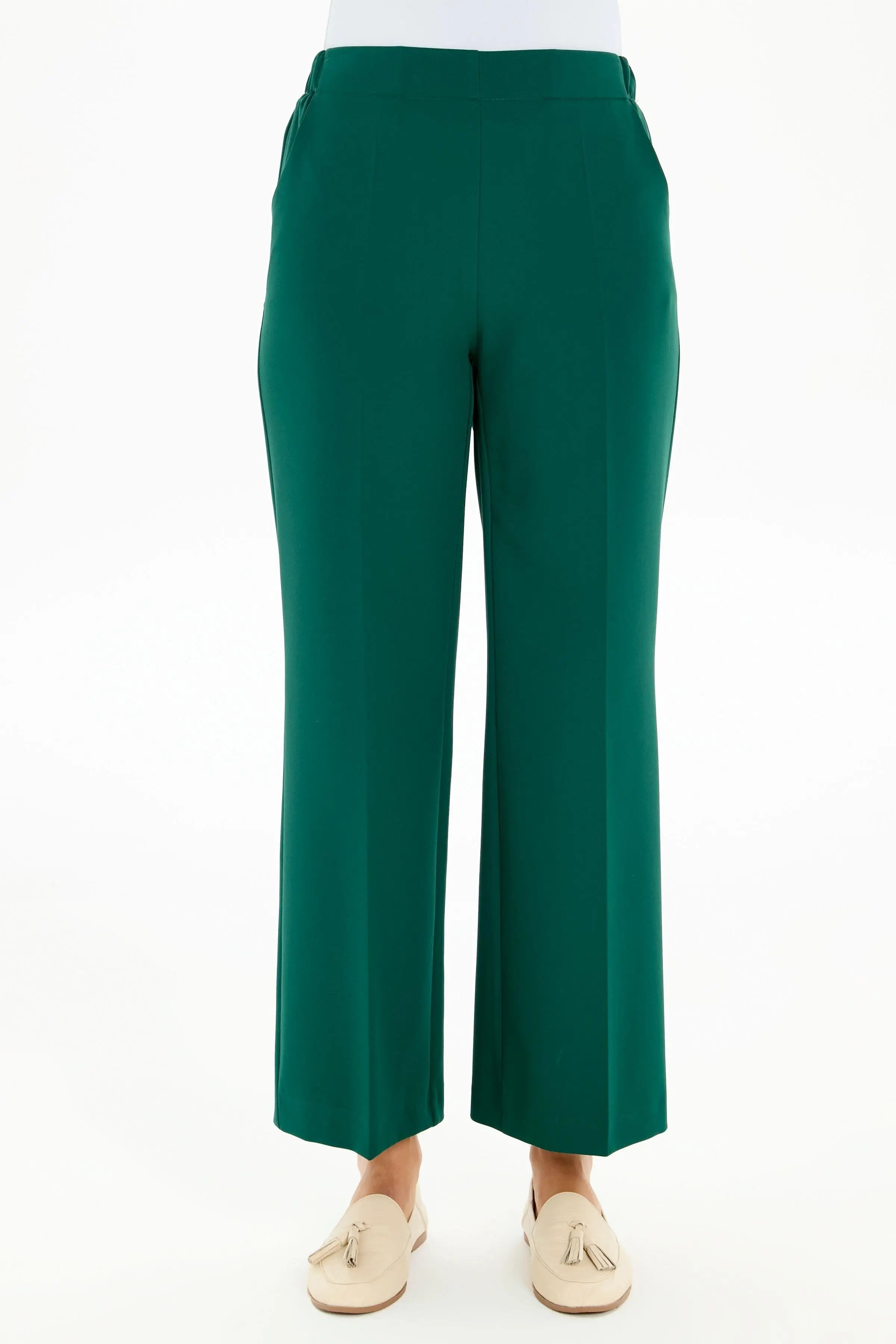 Beli Lastikli Culotte Pantolon - Yeşil TUGBA