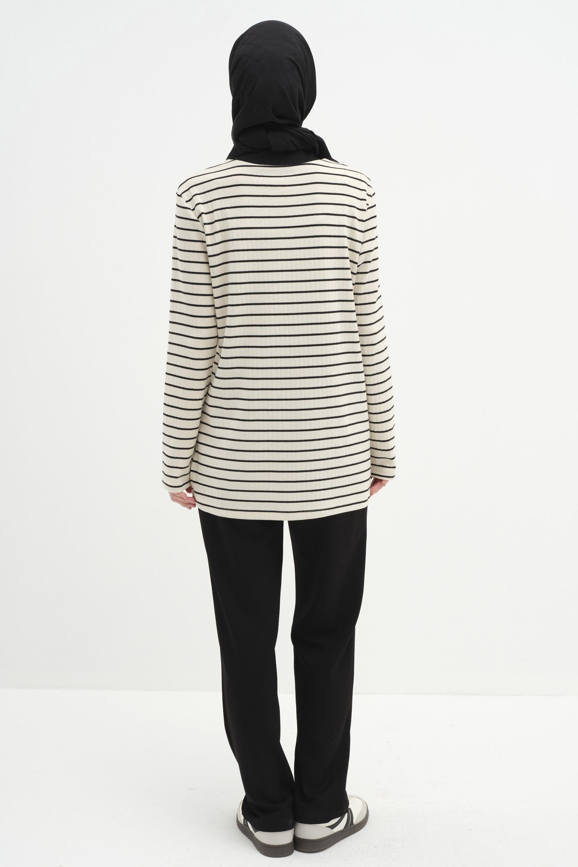 Beli Lastikli Örme Pantolon - Siyah TUGBA