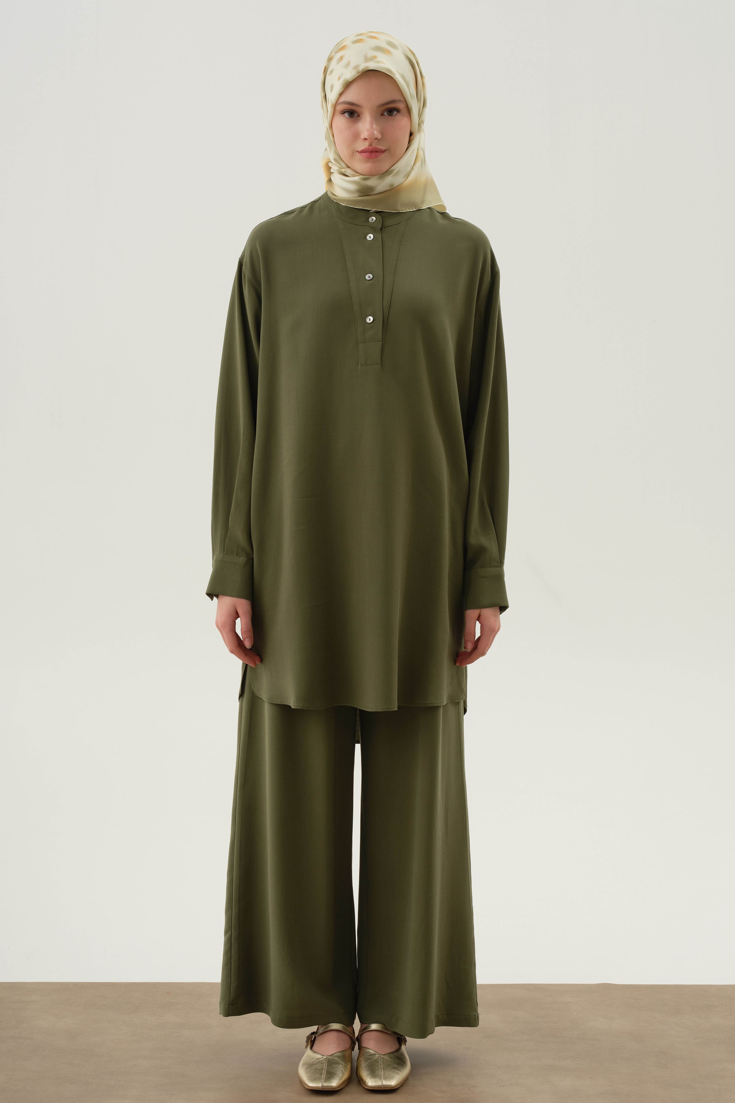 Beli Lastikli Pantolon - Haki TUGBA