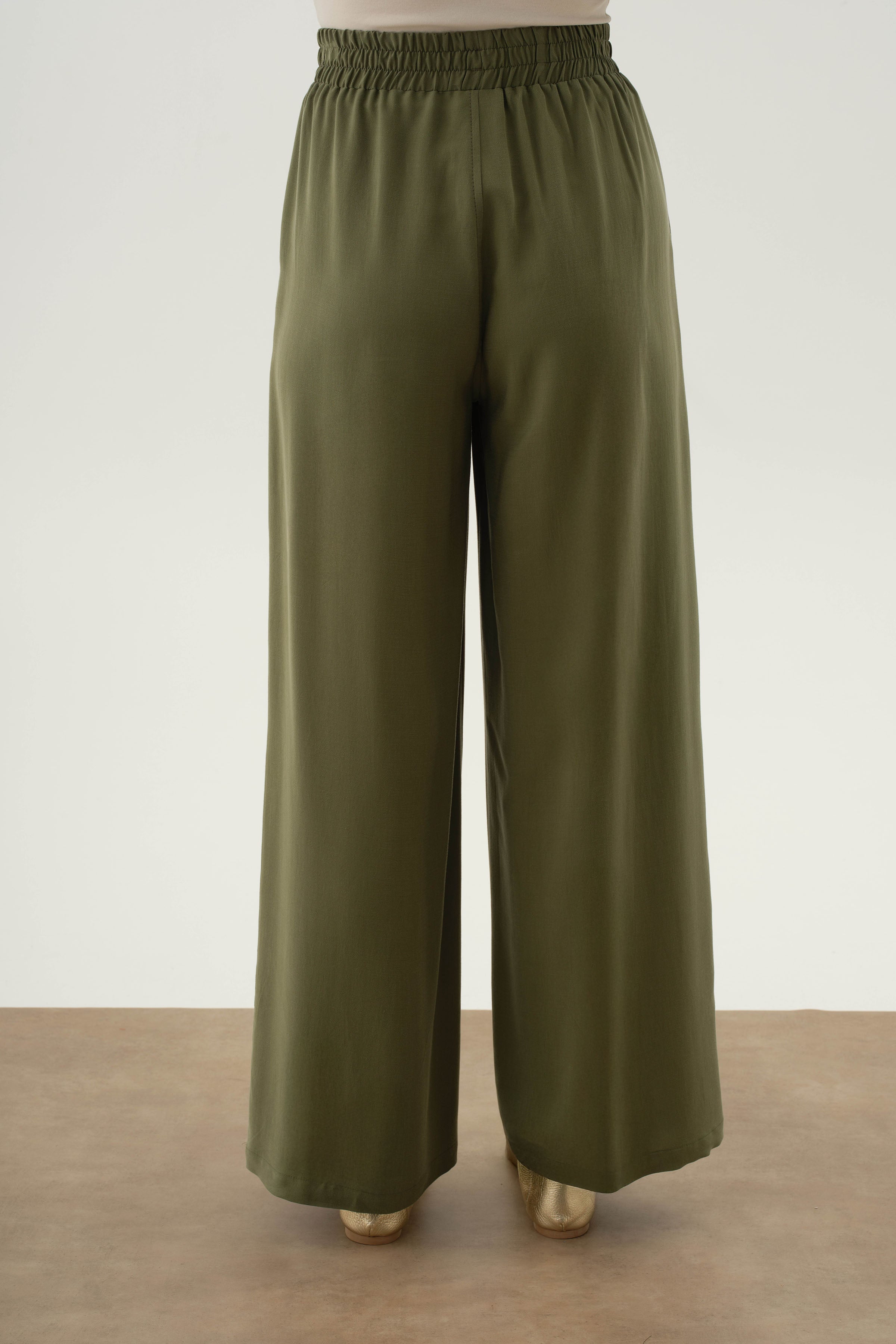 Beli Lastikli Pantolon - Haki TUGBA