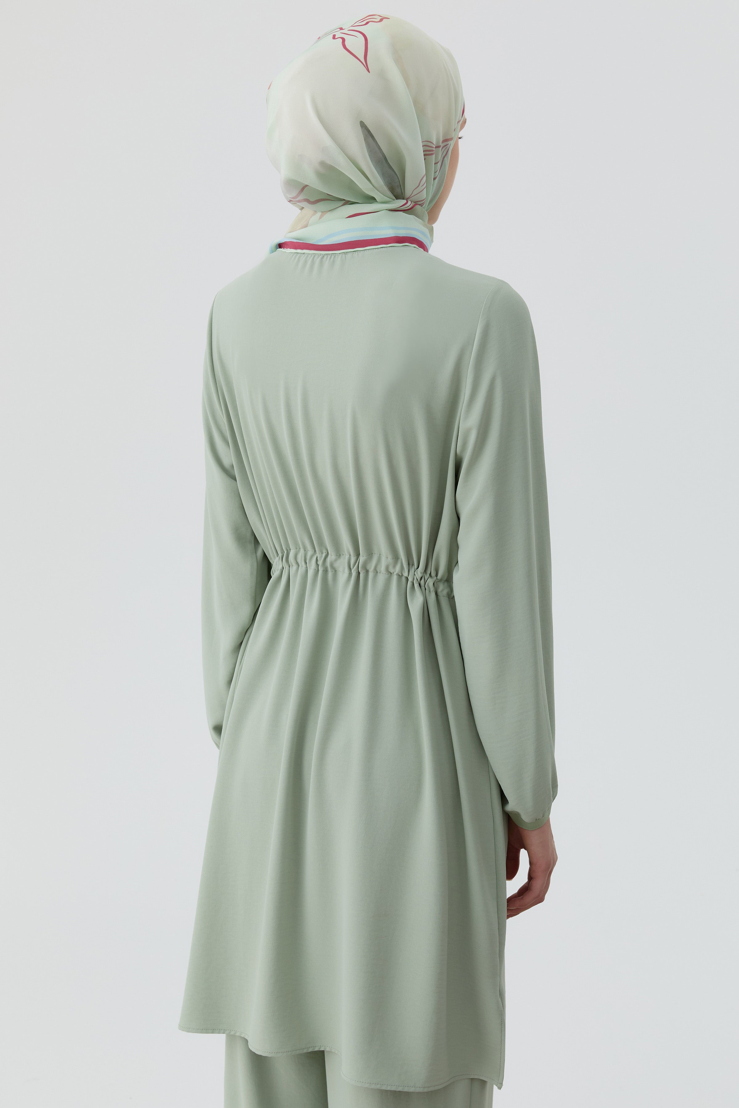 Beli Bağcık Detaylı Ribanalı Tunik - Mint TUGBA