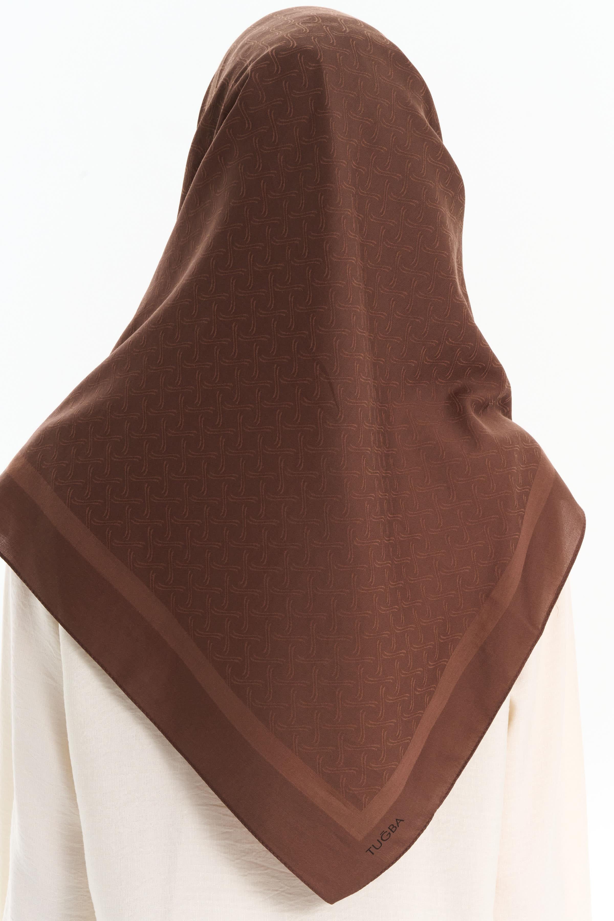 Dalga Desen Pamuk Eşarp - Açık Kahve TUGBA