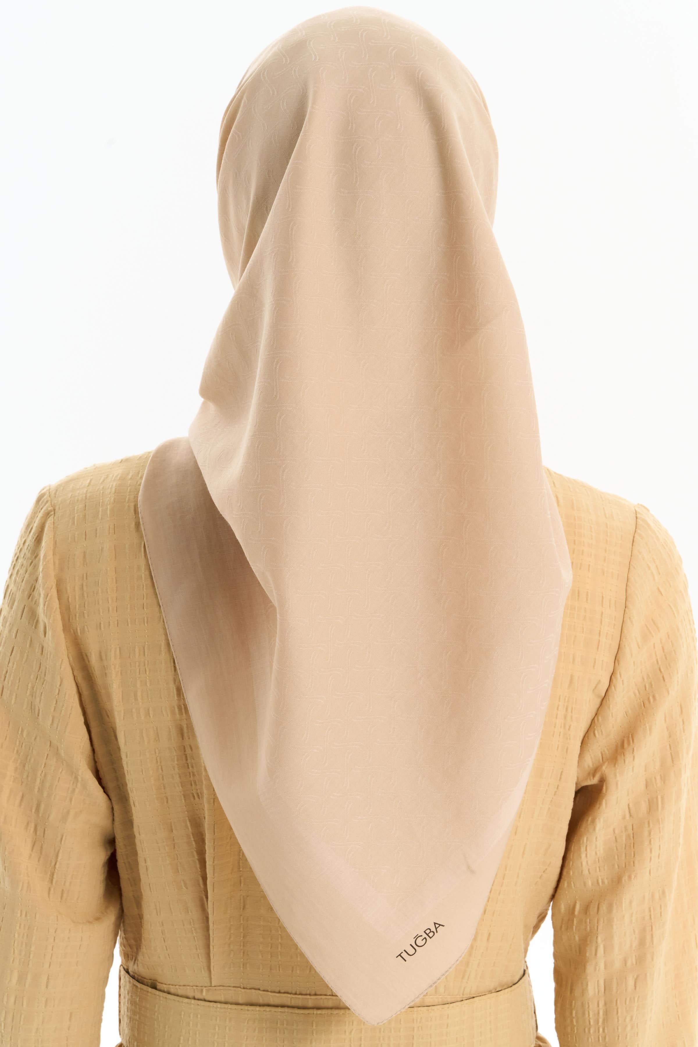 Dalga Desen Pamuk Eşarp - Bej TUGBA