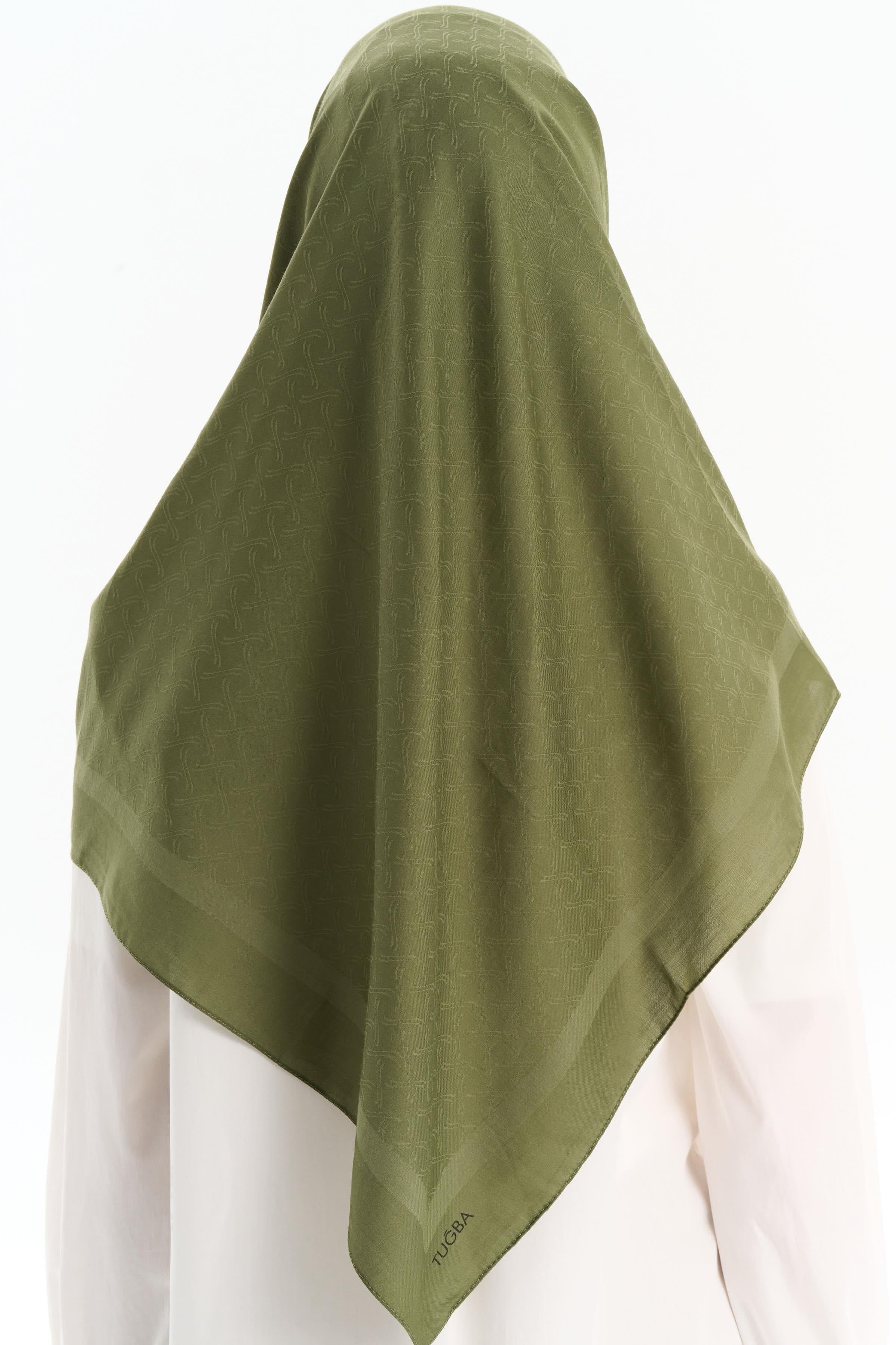 Dalga Desen Pamuk Eşarp - Haki TUGBA